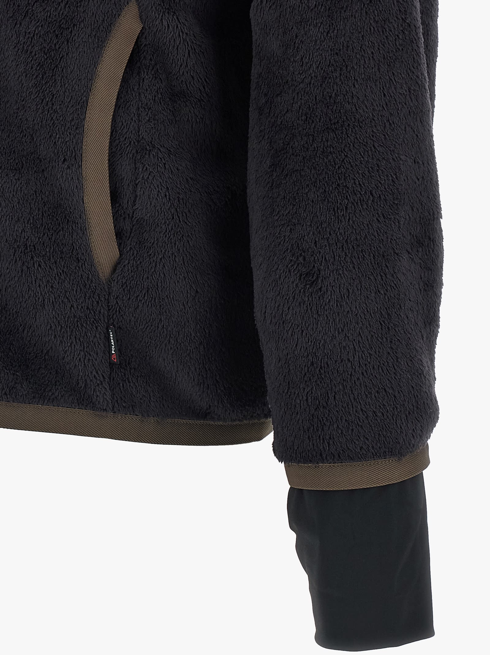 Moncler High Collar Sweatshirt Featuring Contrast Panels In Black