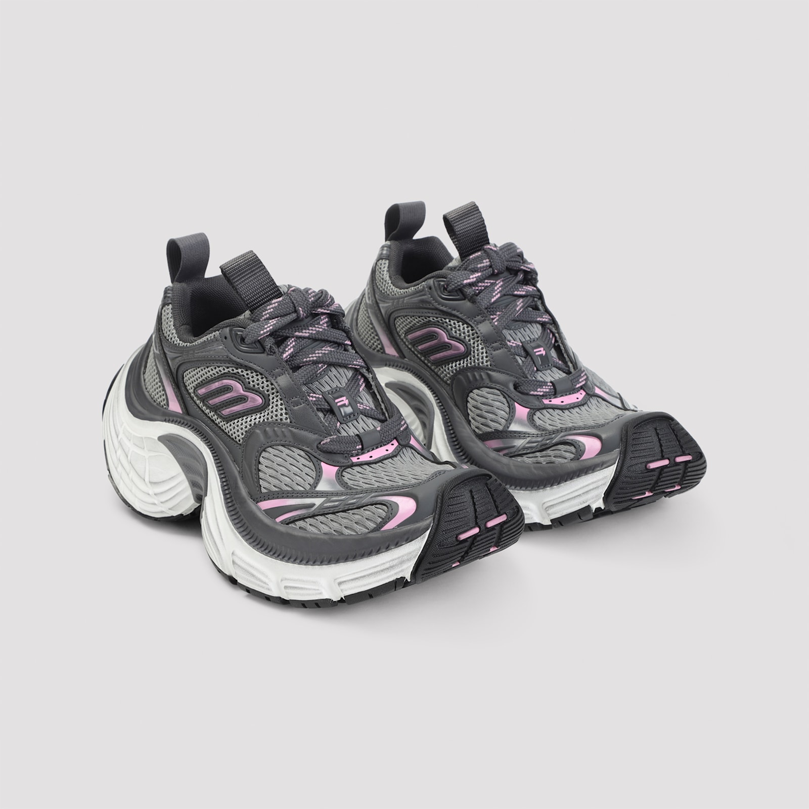 Balenciaga Grey Pink White And Black 6xl Polyurethane Sneakers In Gray
