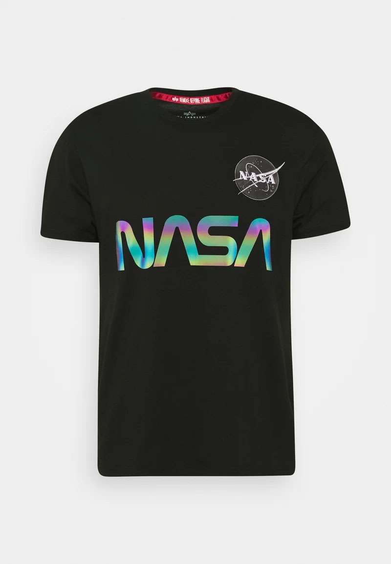 Alpha Industries Nasa Rainbow Reflective T-shirt In Black