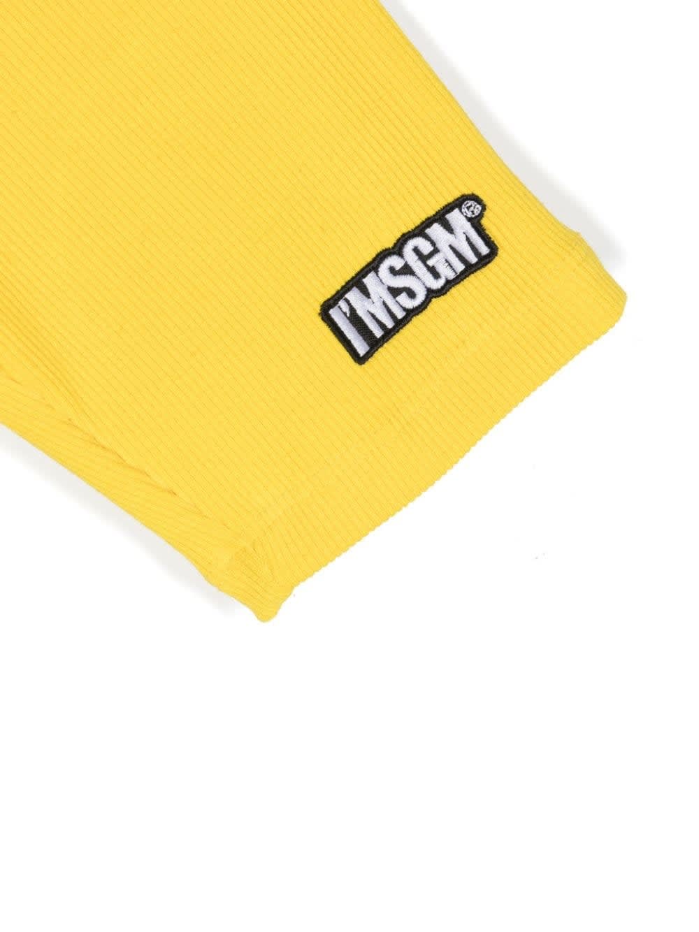 Shop Msgm Leggins Con Logo In Yellow