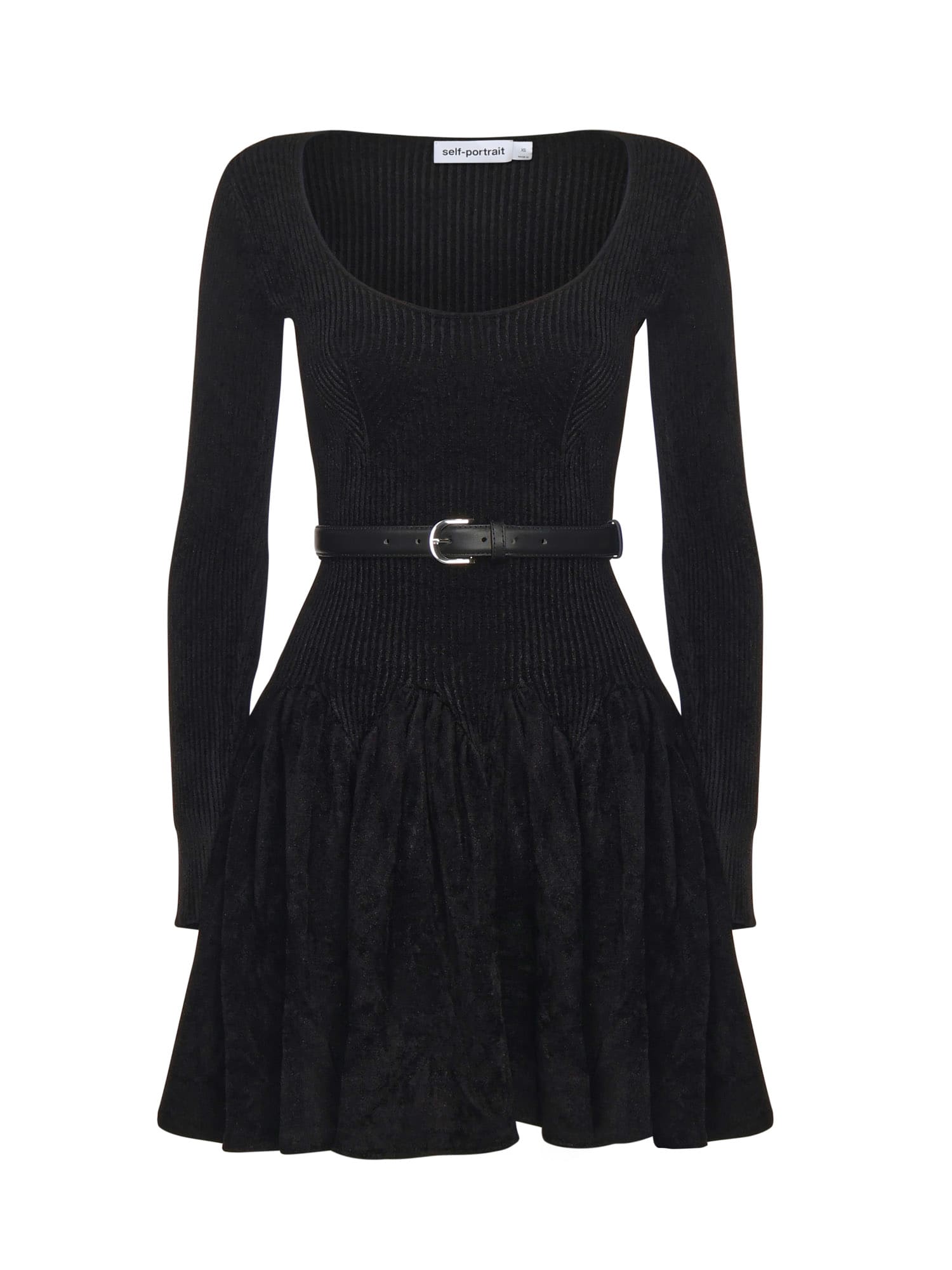 Self-portrait Chenille Knit Dress In Black