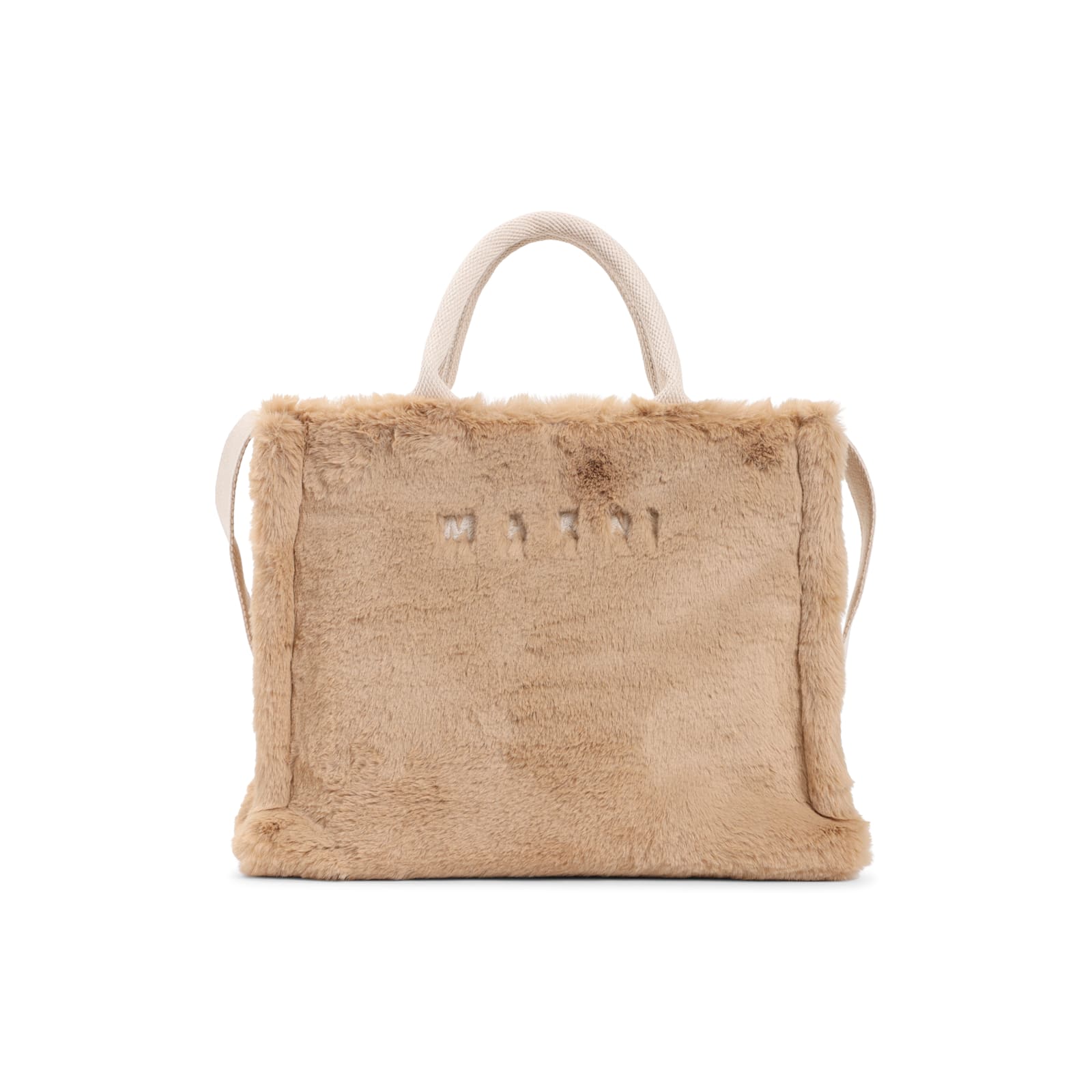 Marni Small Rectangular Basket Bag With Plush Faux Fur Fabric