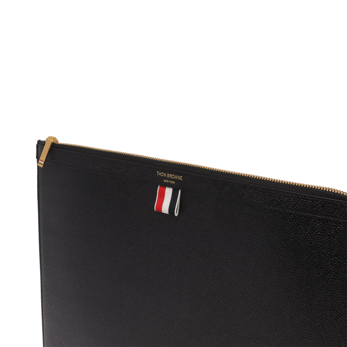 Shop Thom Browne Medium Document Holder With Iconic Logo In Black