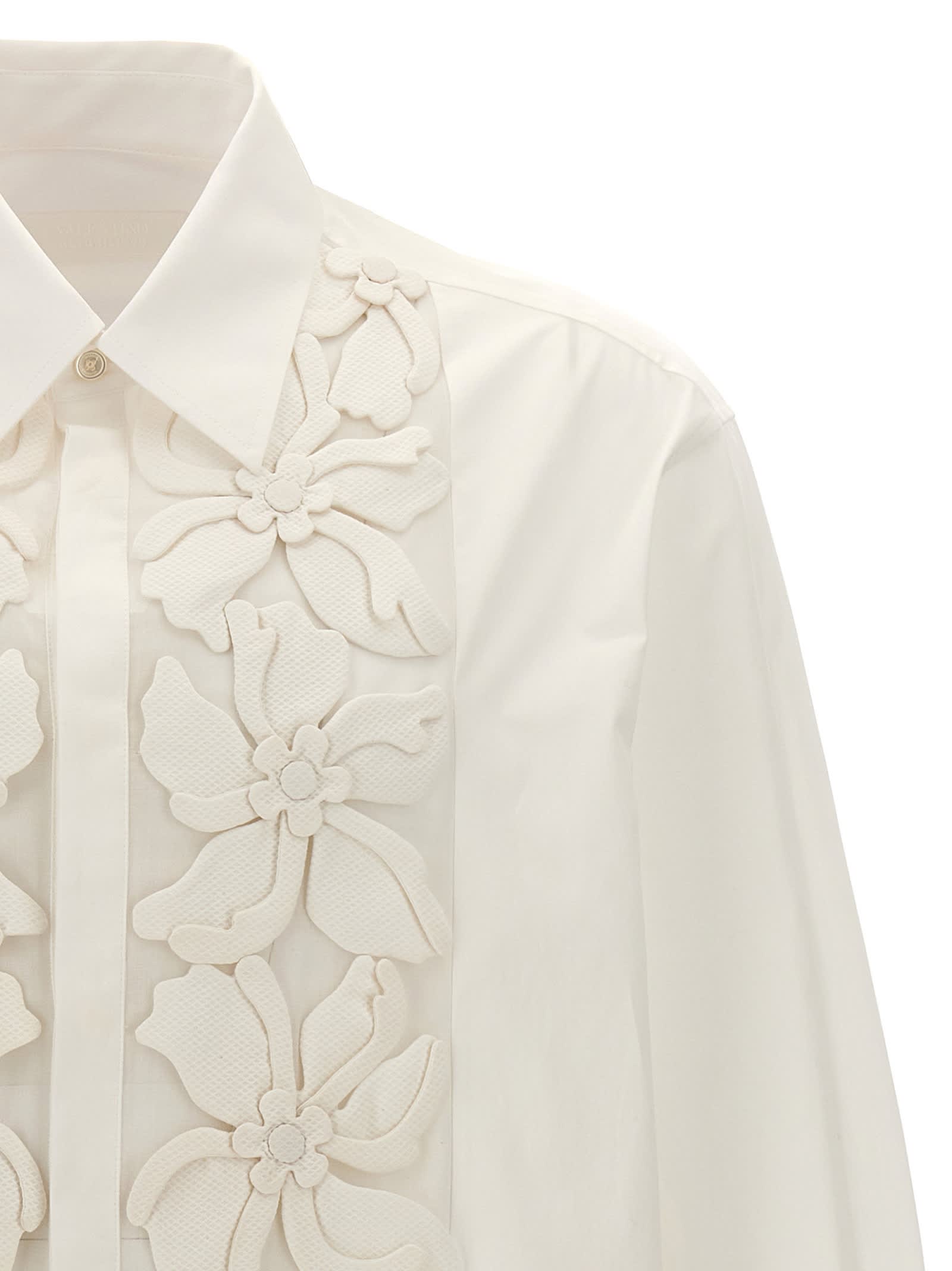 Shop Valentino Hibiscus Shirt In White