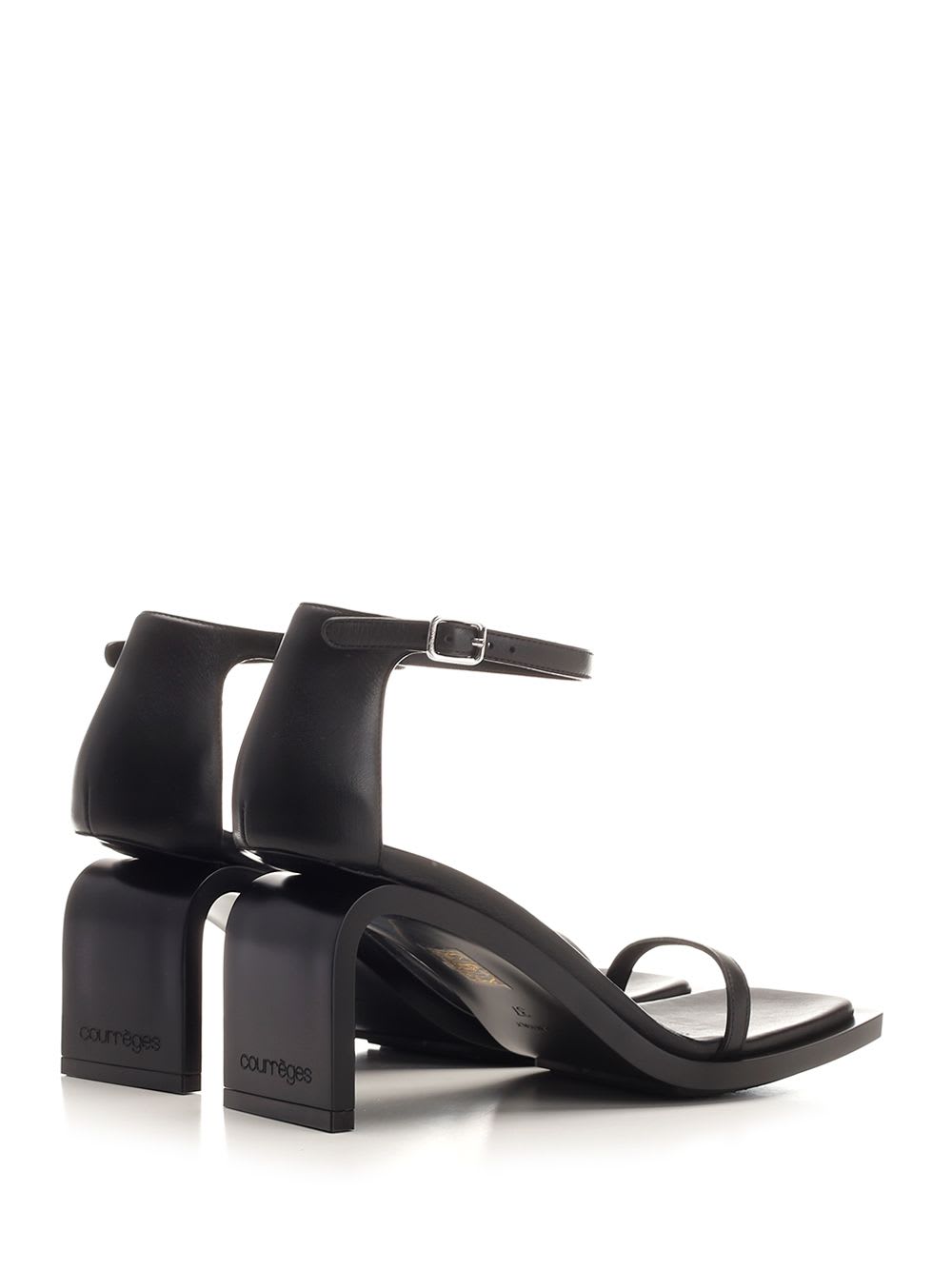 Shop Courrèges Stream Sandals In Black Lambskin