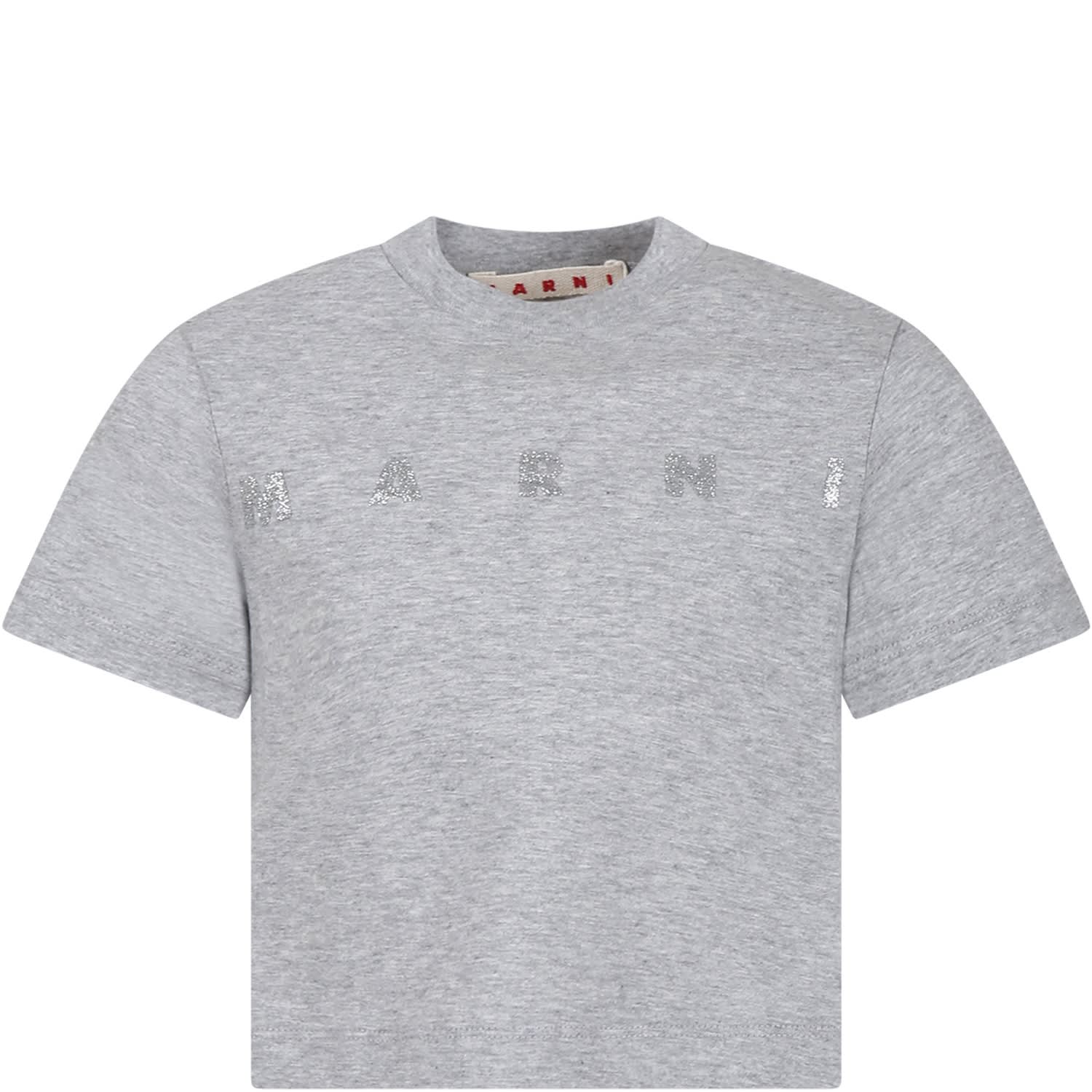 Marni Kids' Grey T-shirt For Girl With Logo