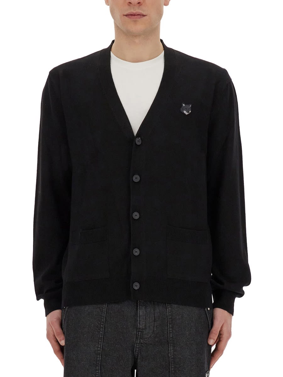Shop Maison Kitsuné Regular Fit Cardigan In Black