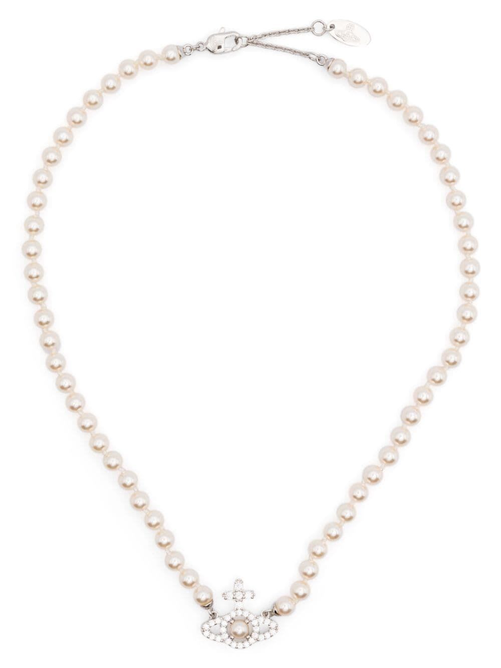 Vivienne Westwood Olympia Pearl Necklace In Platinum White Creamrose