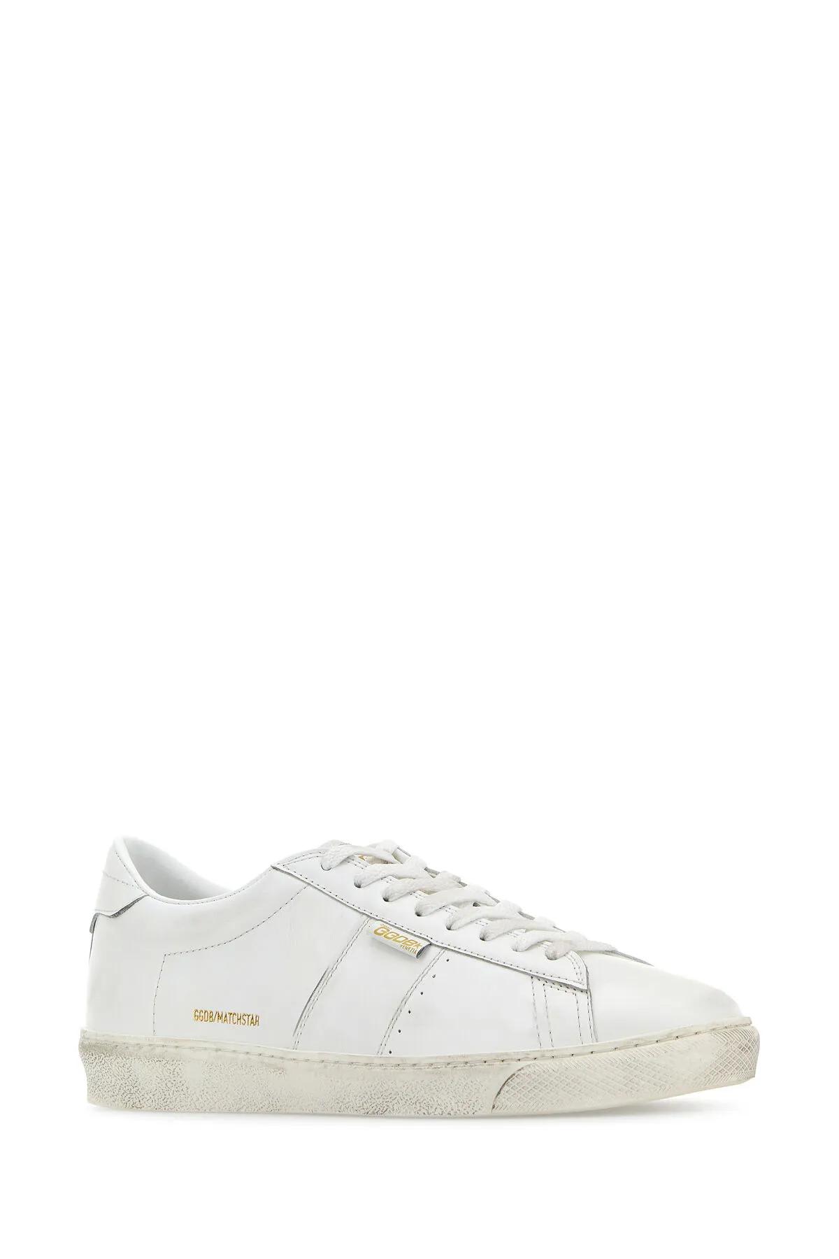 Shop Golden Goose White Leather Matchstar Sneakers