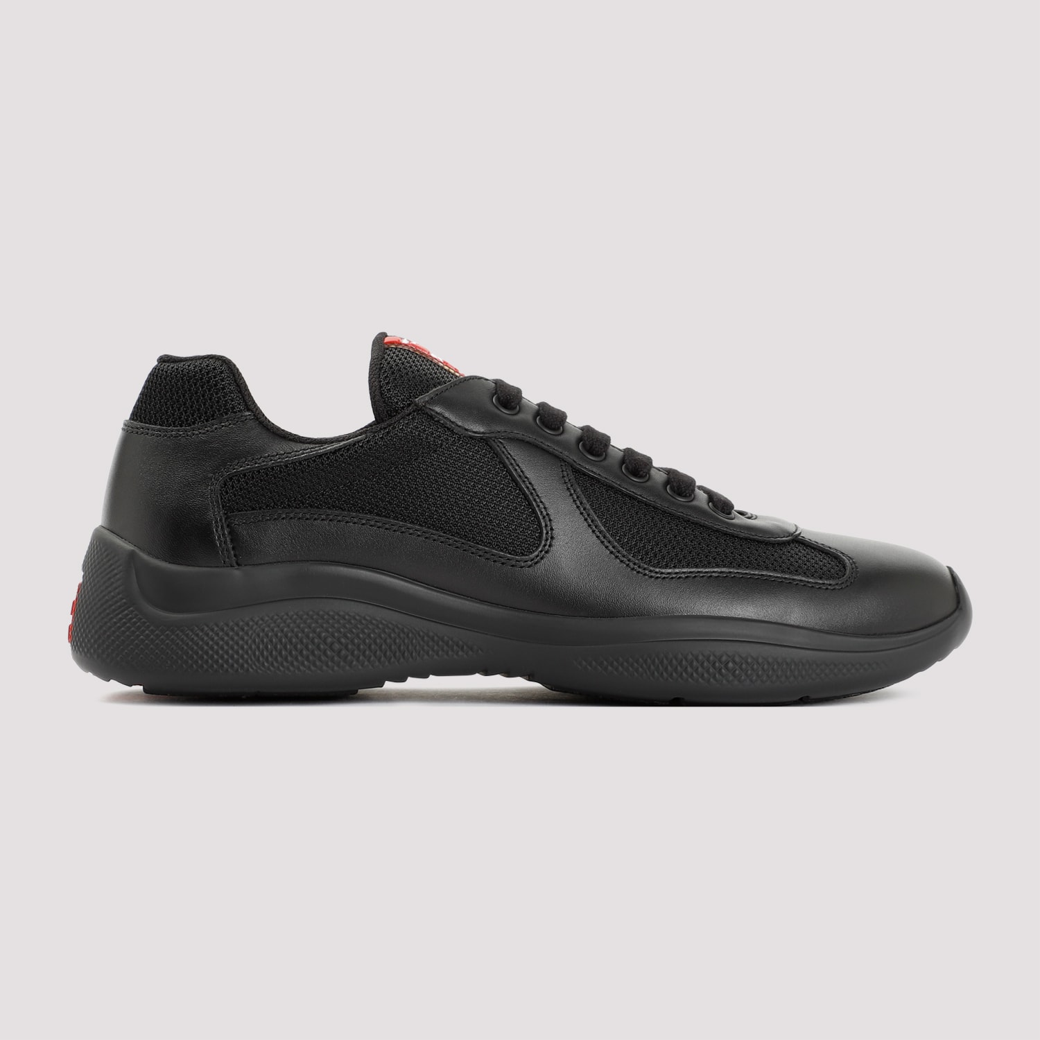 Prada Fabric And Leather America S Cup Sneakers In Nero