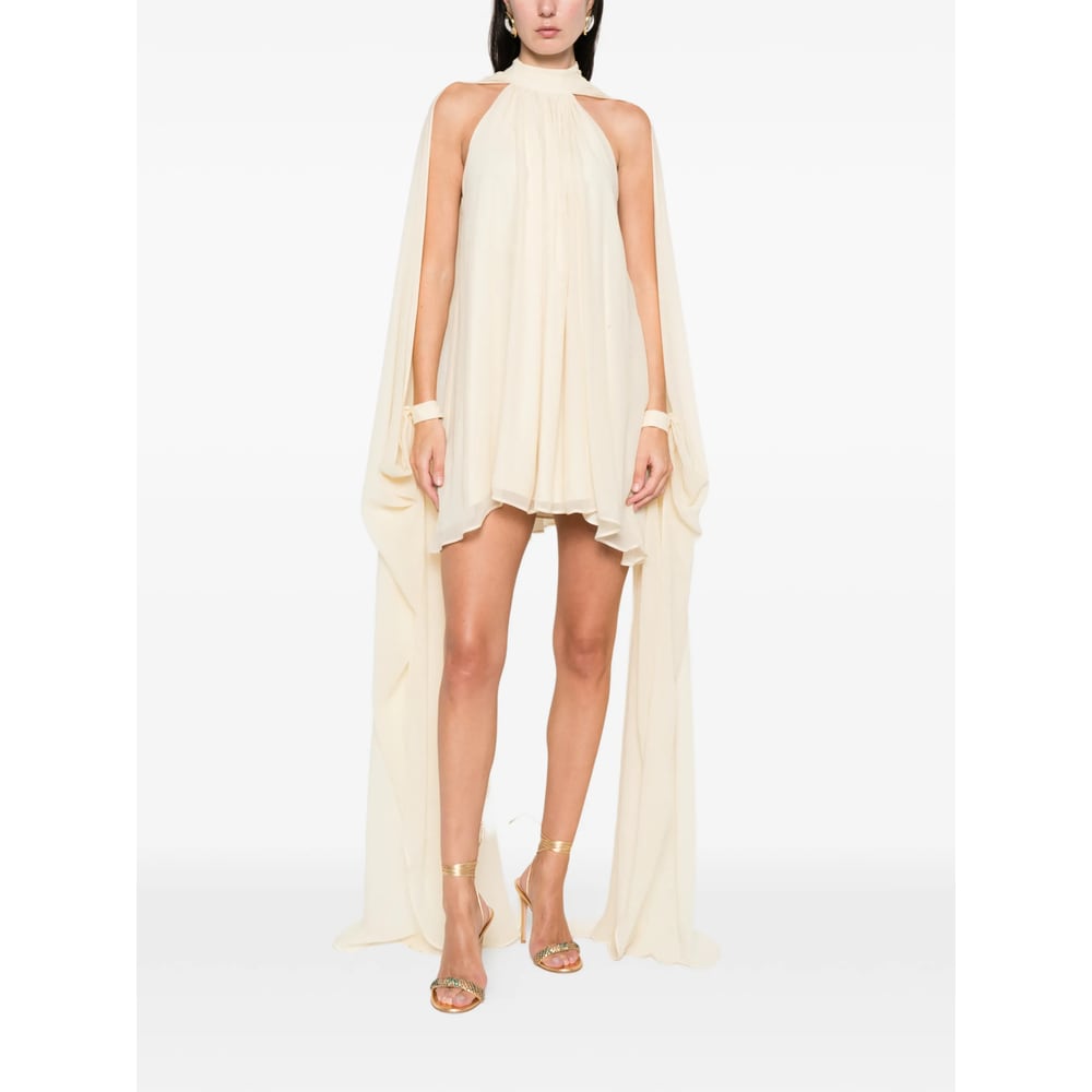 Taller Marmo Gathered Halterneck Mini Dress In Neutral