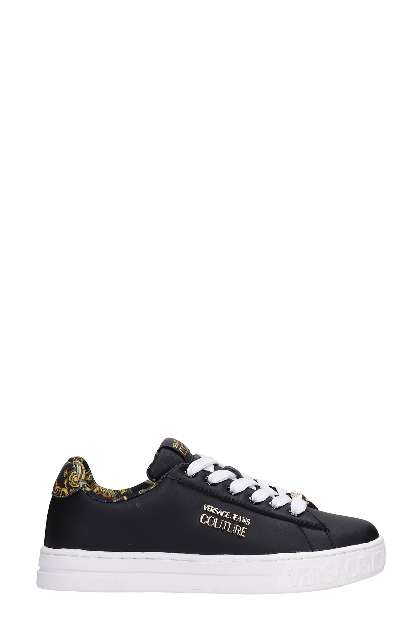 Versace Jeans Couture Sneakers In Black Faux Leather