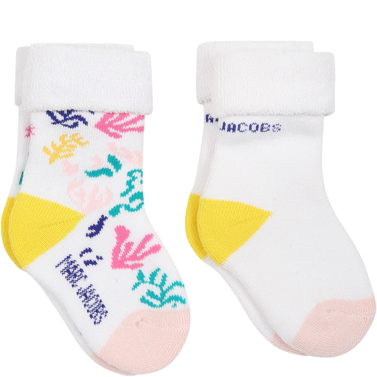 Little Marc Jacobs Kids' White Set For Baby Girl With Logo In Pink