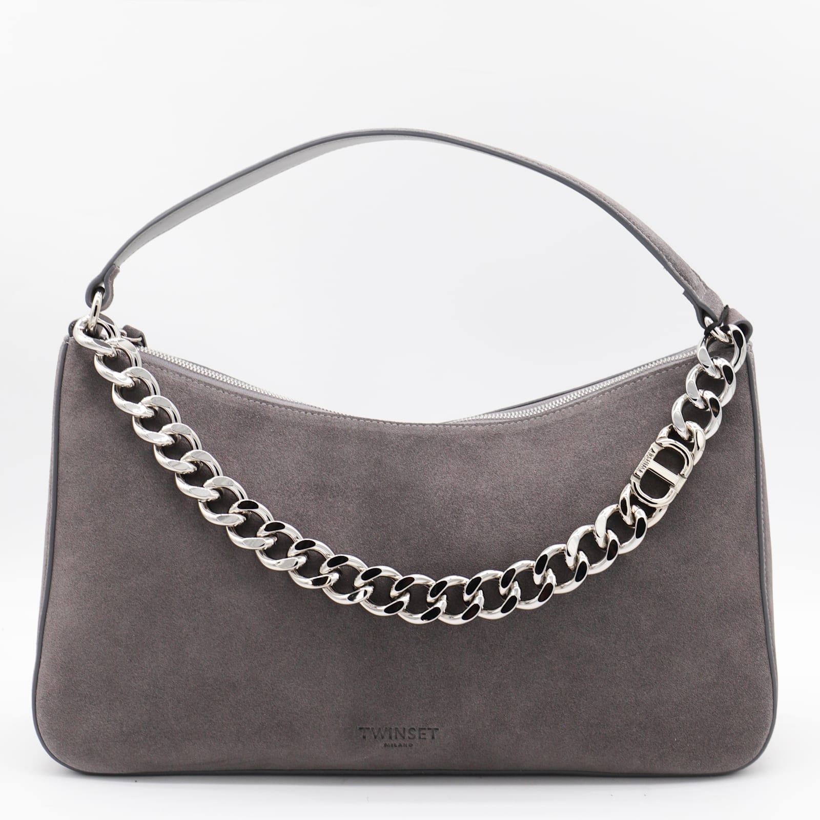 Grey Leather Liliane Shoulder Bag