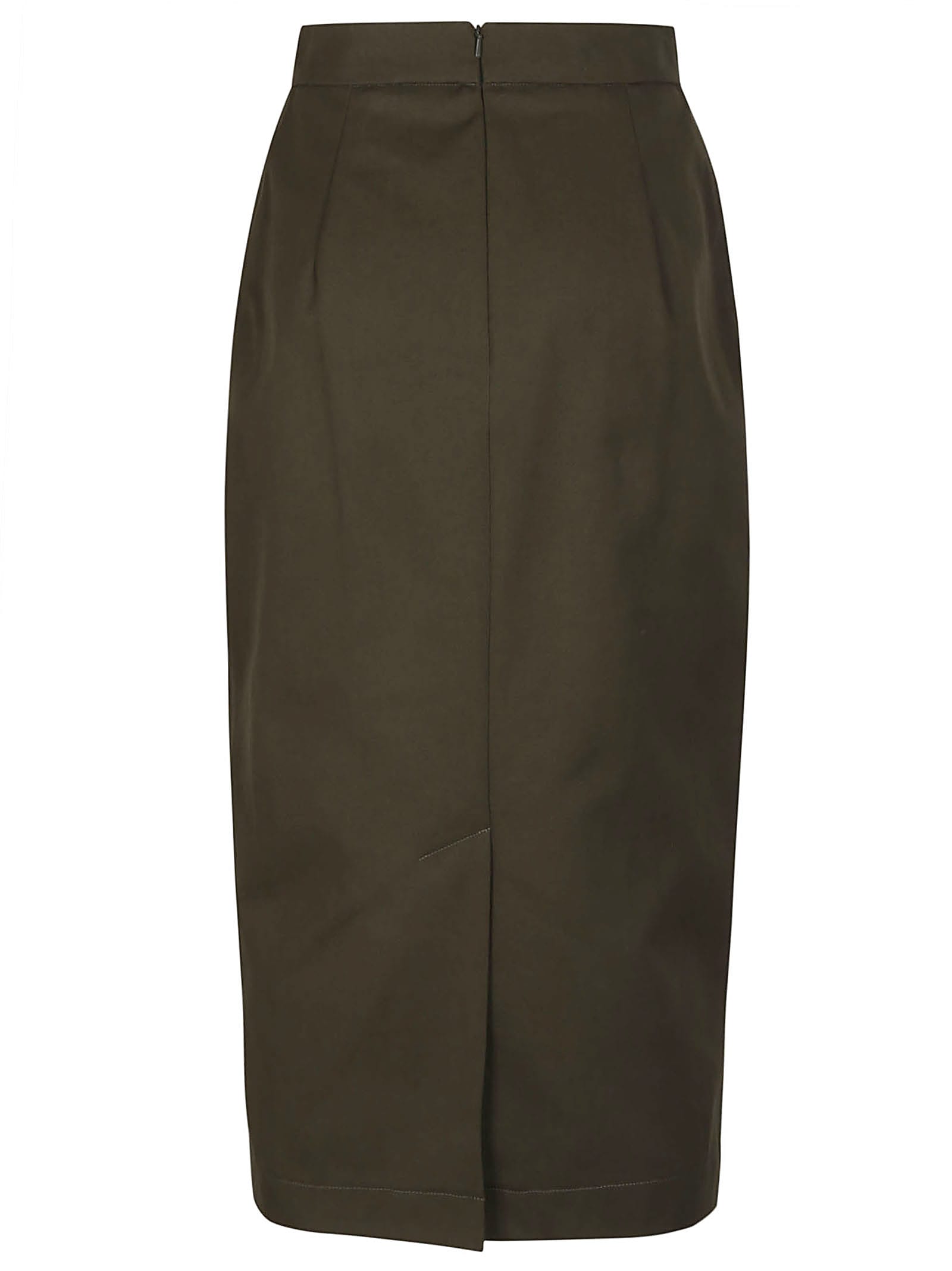 Shop Max Mara Cognac Skirt In Oliva