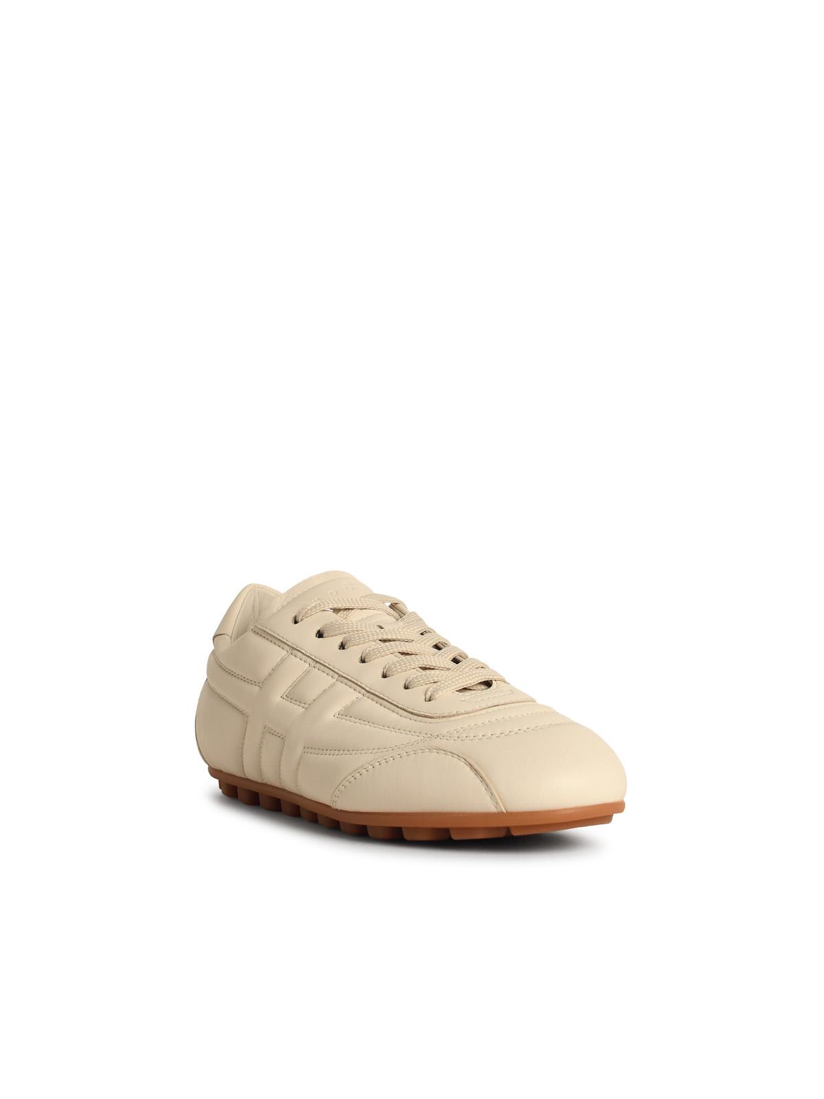 Hogan H693 Yogurt-colored Smooth Leather Sneakers In Neutral