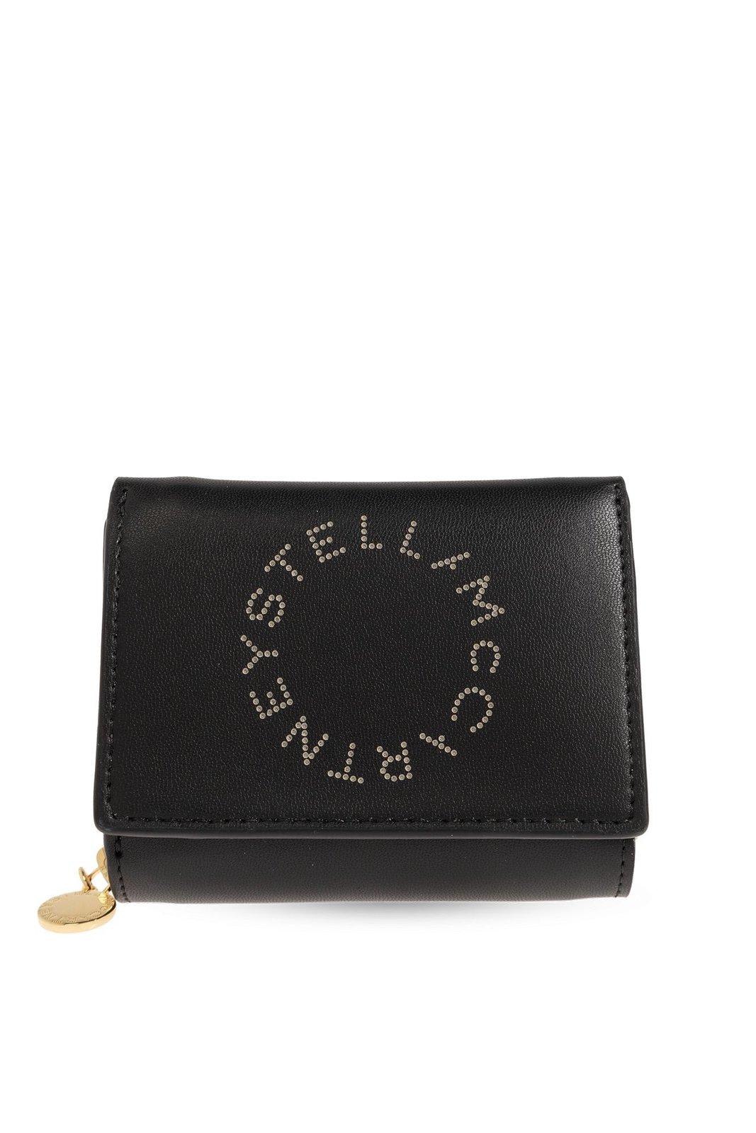 Shop Stella Mccartney Logo-appliqué Tri-fold Wallet In Black