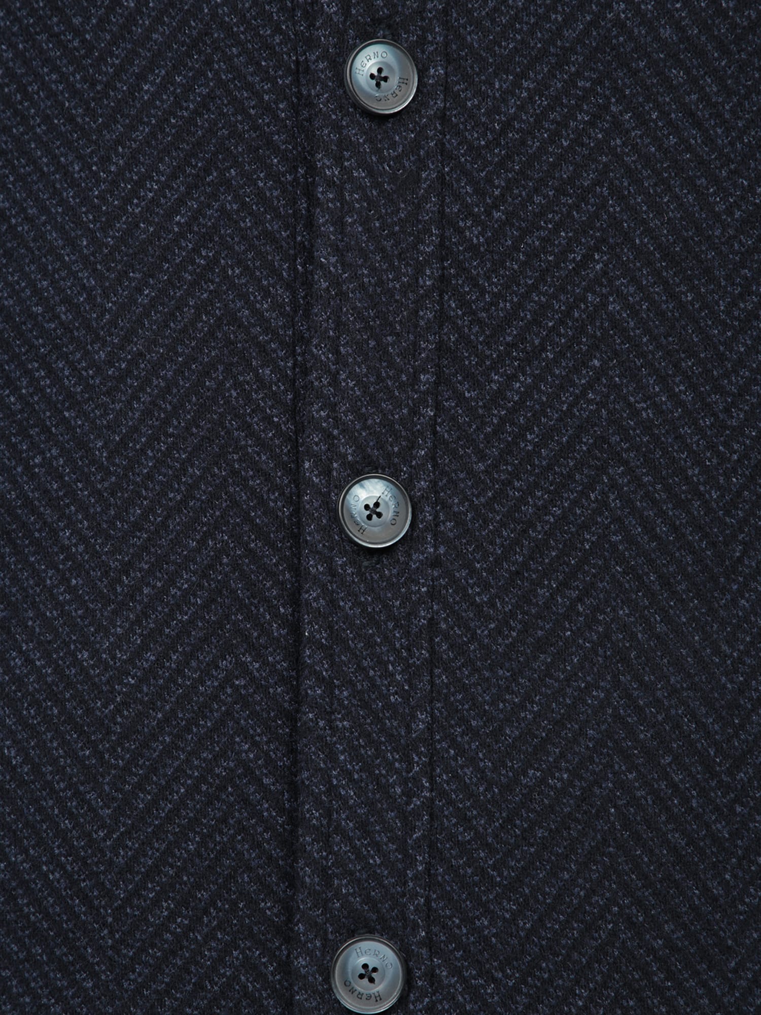 Shop Herno Blue Wool Herringbone Overshirt