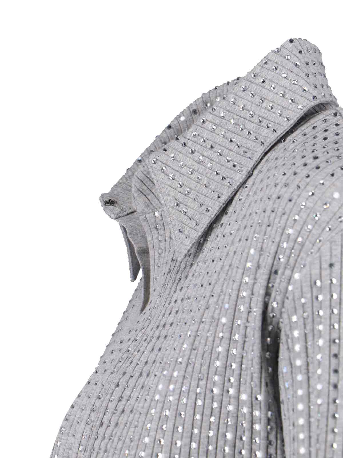 Attico Fitted Grey Mini Dress With Reflective Embellishments In Multi