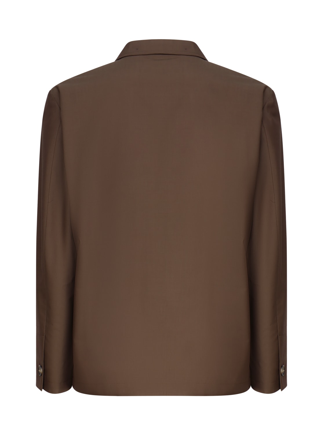 Shop Lardini Shirt Jacket With Wide Collar In Brown