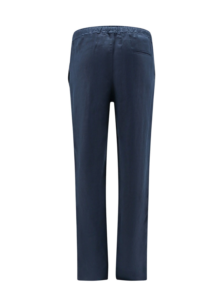 Shop Kiton Linen Trouser In Blue