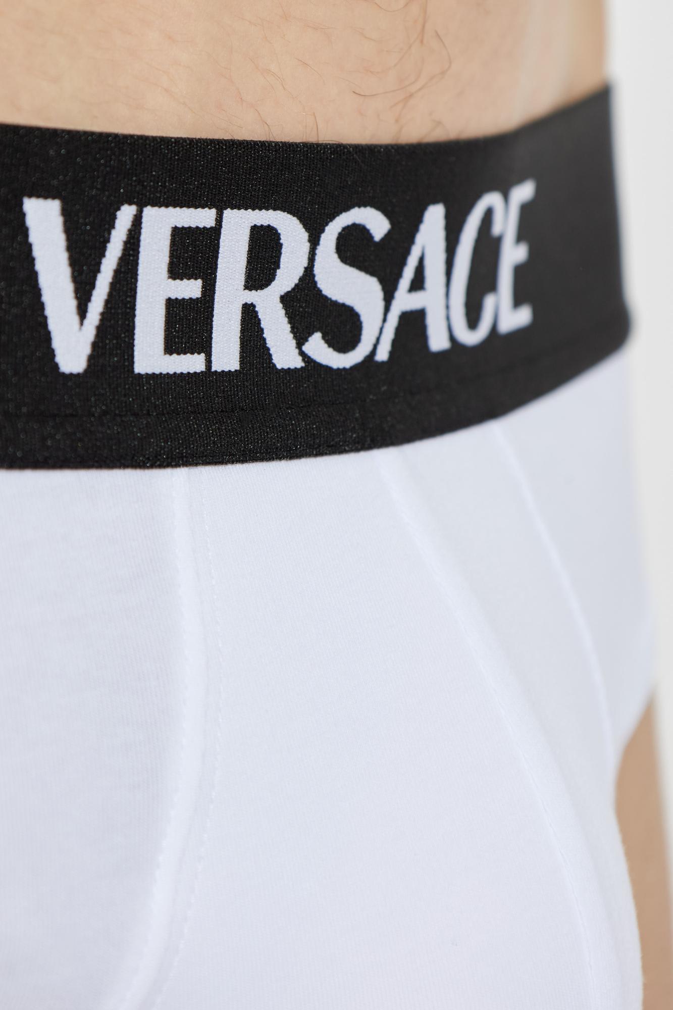 Versace Cotton Briefs With Logo In Yellow