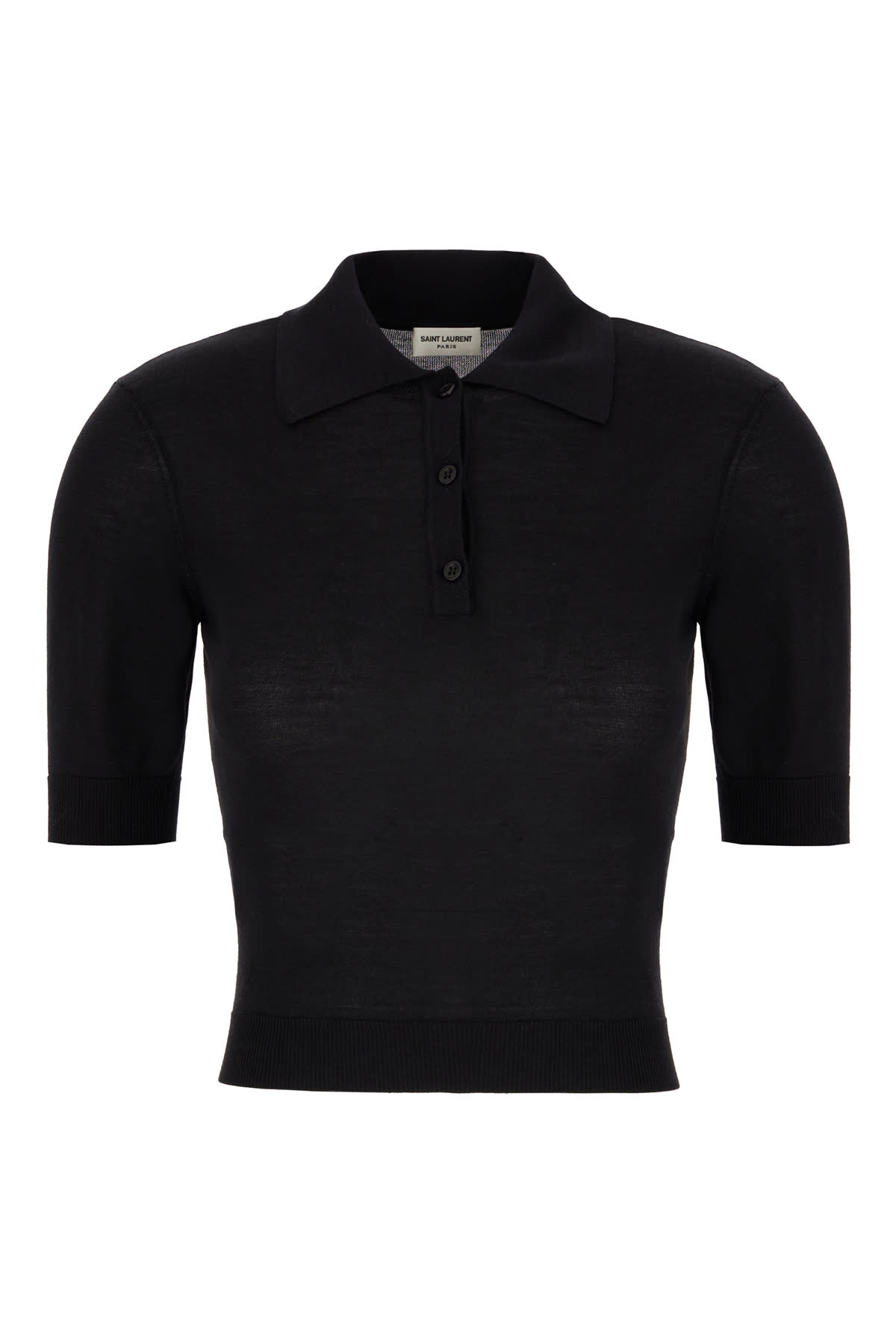 Saint Laurent Black Wool Blend Polo Shirt In Nero