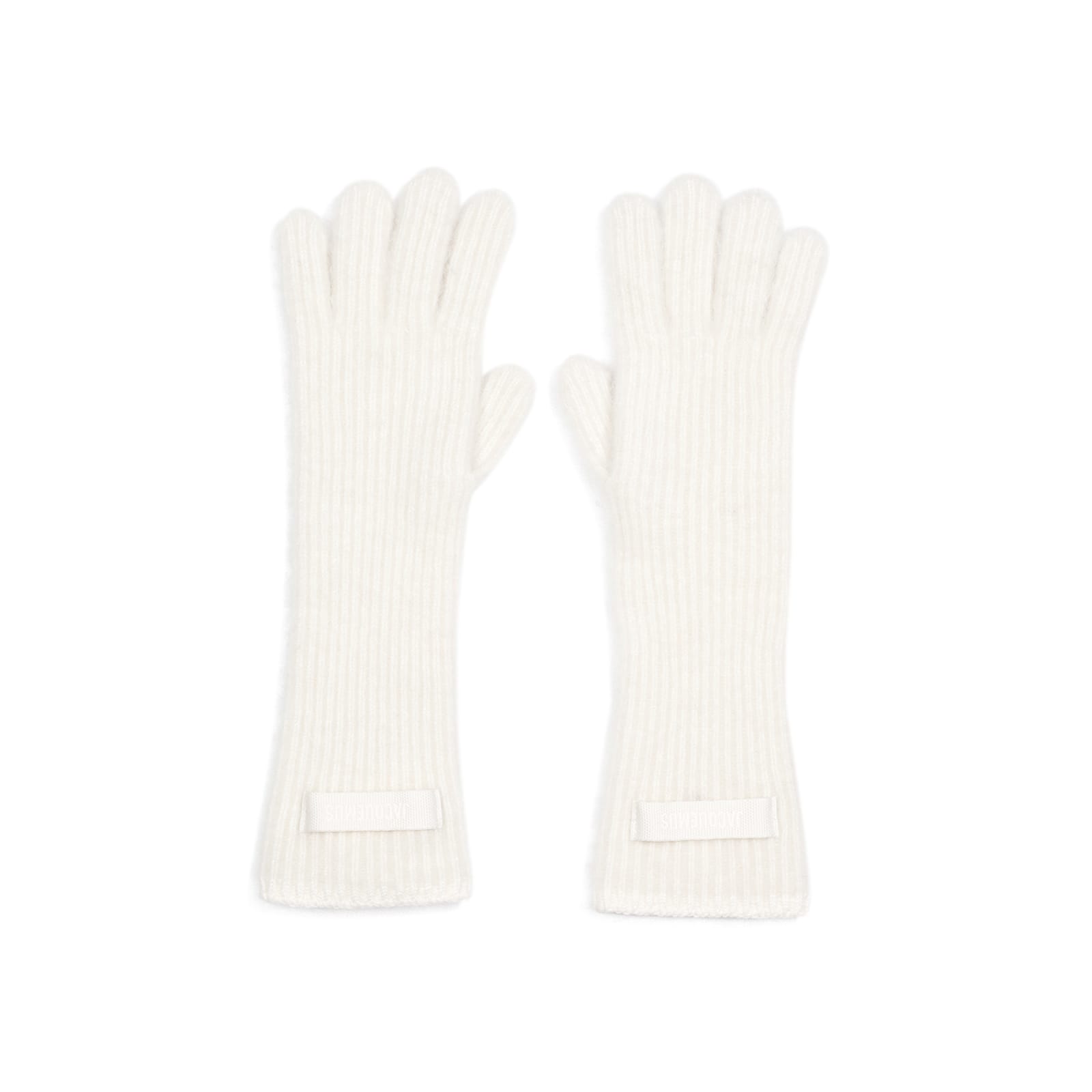 Jacquemus Grosgrain Wool Gloves In Off White