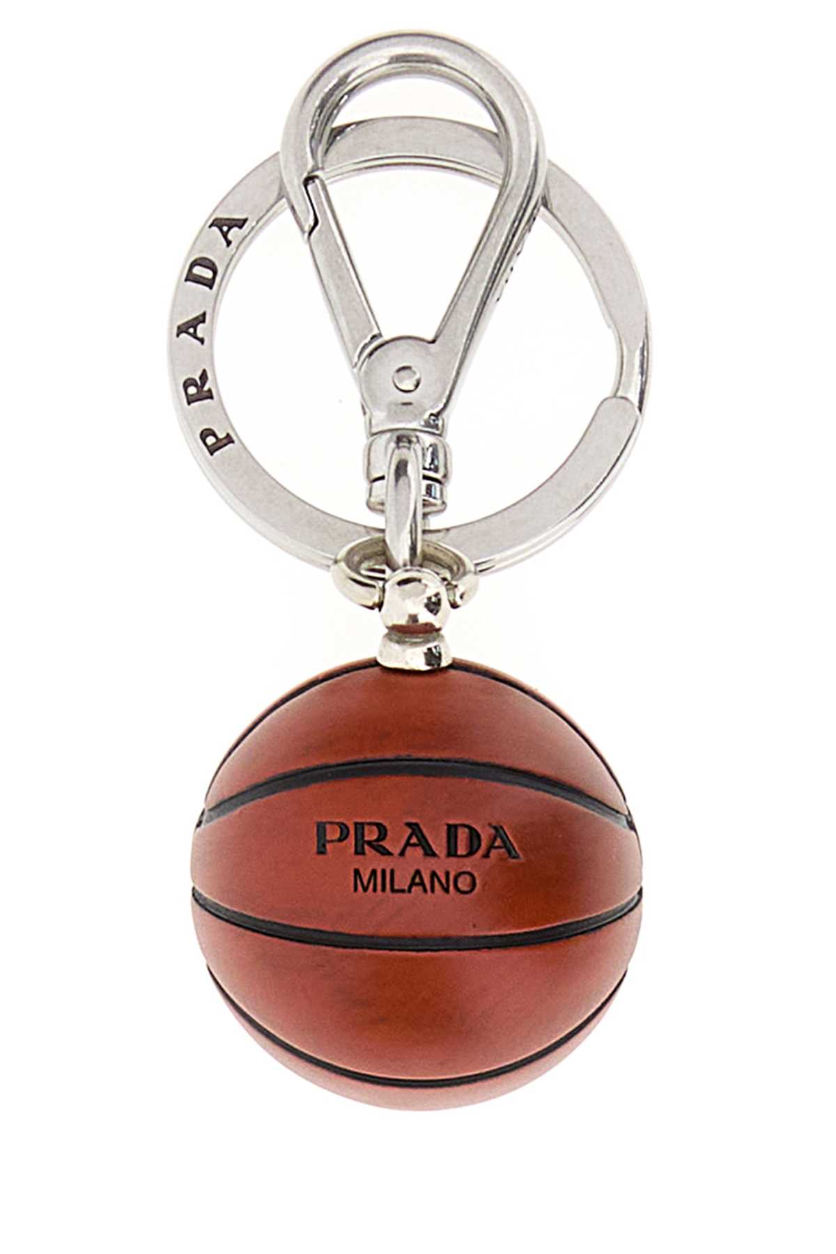 Prada Basketball Themed Metal Keychain Accessory In Orange