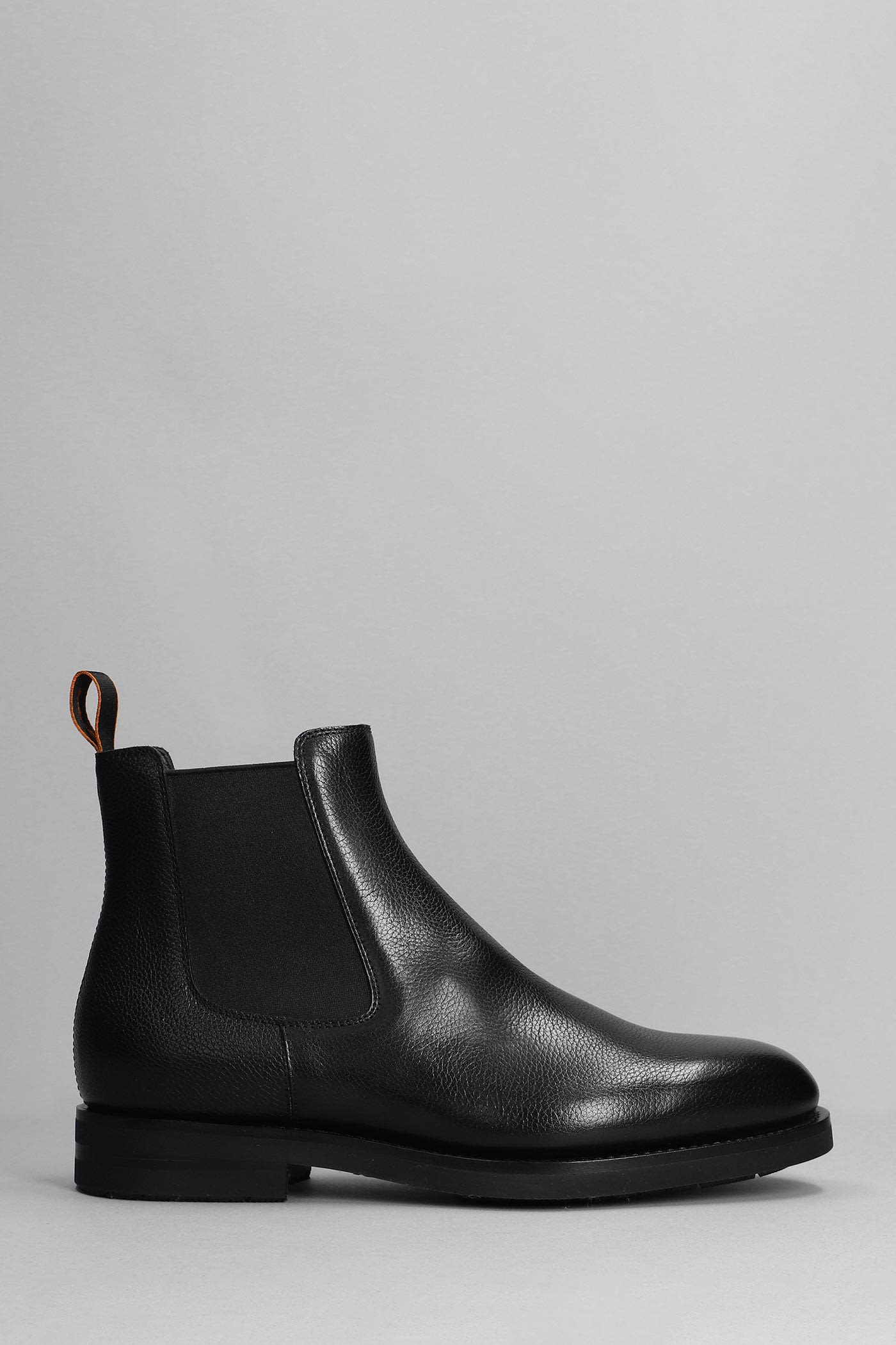 Santoni Enver Ankle Boots In Black Leather