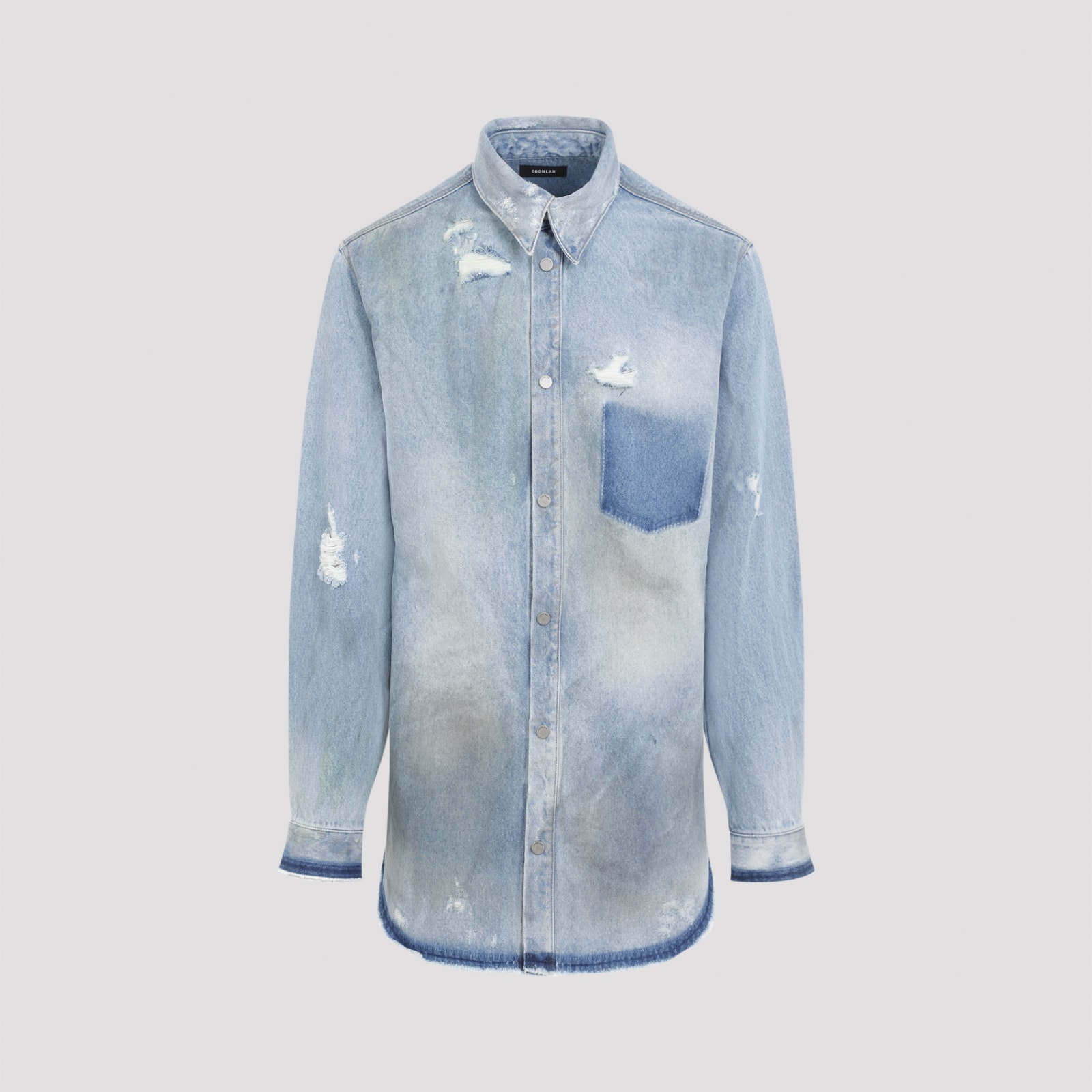 Shop Egonlab Denim Overshirt In Denim Blue