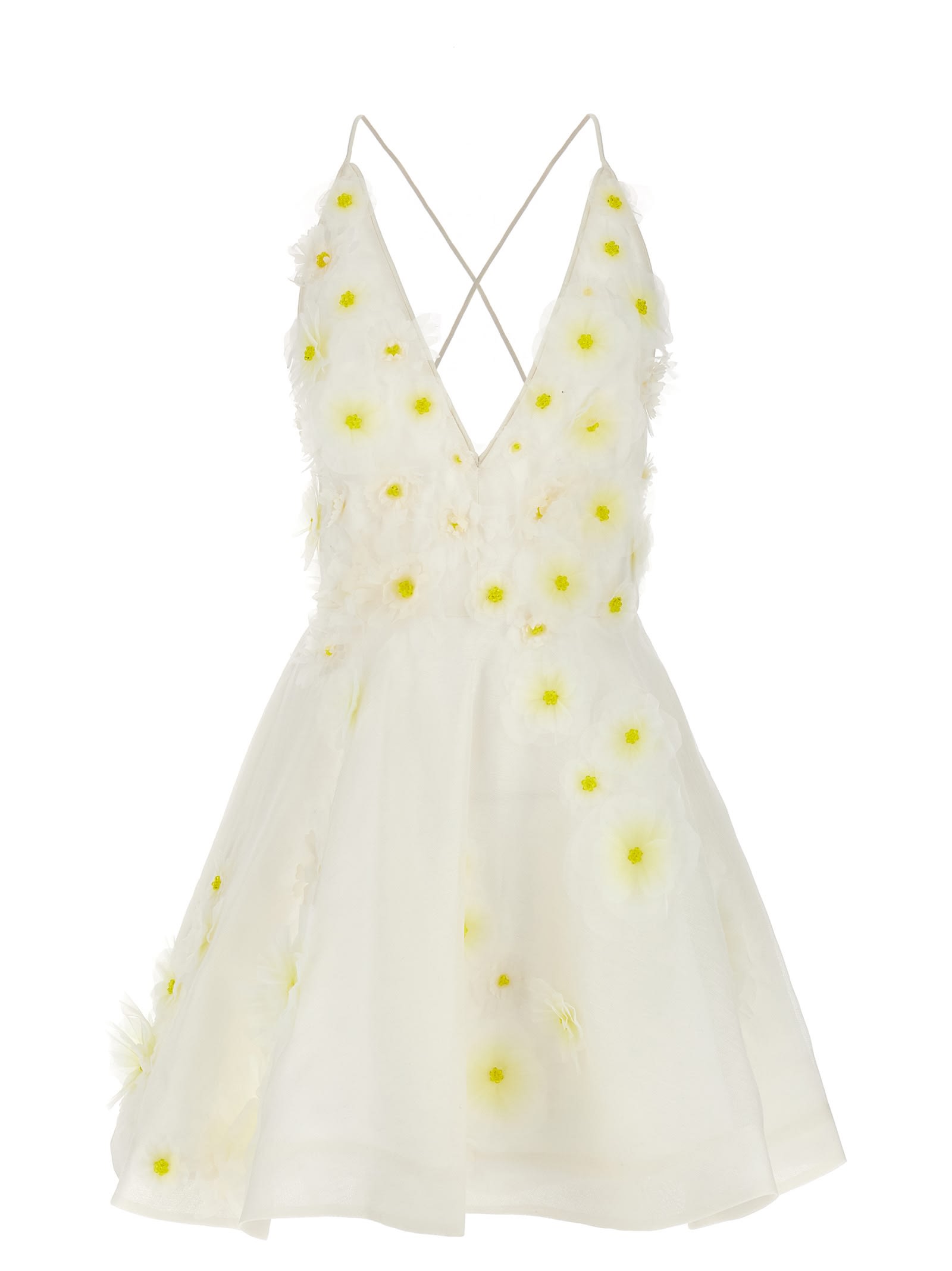 Zimmermann Daisy Embellished Linen And Silk-blend Mini Dress