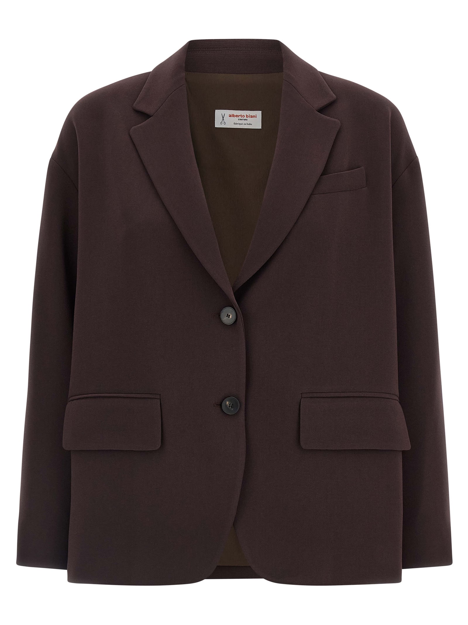 Alberto Biani Two-button V-neck Blazer In Brown