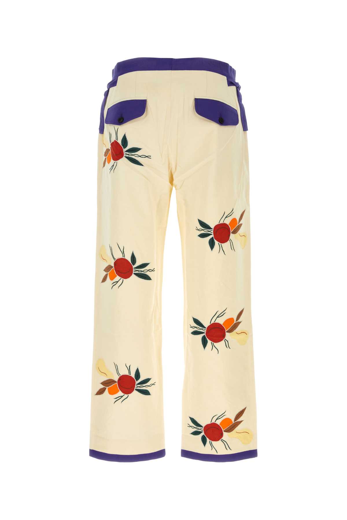Shop Bode Embroidered Linen Blend Pant In Whitemulti