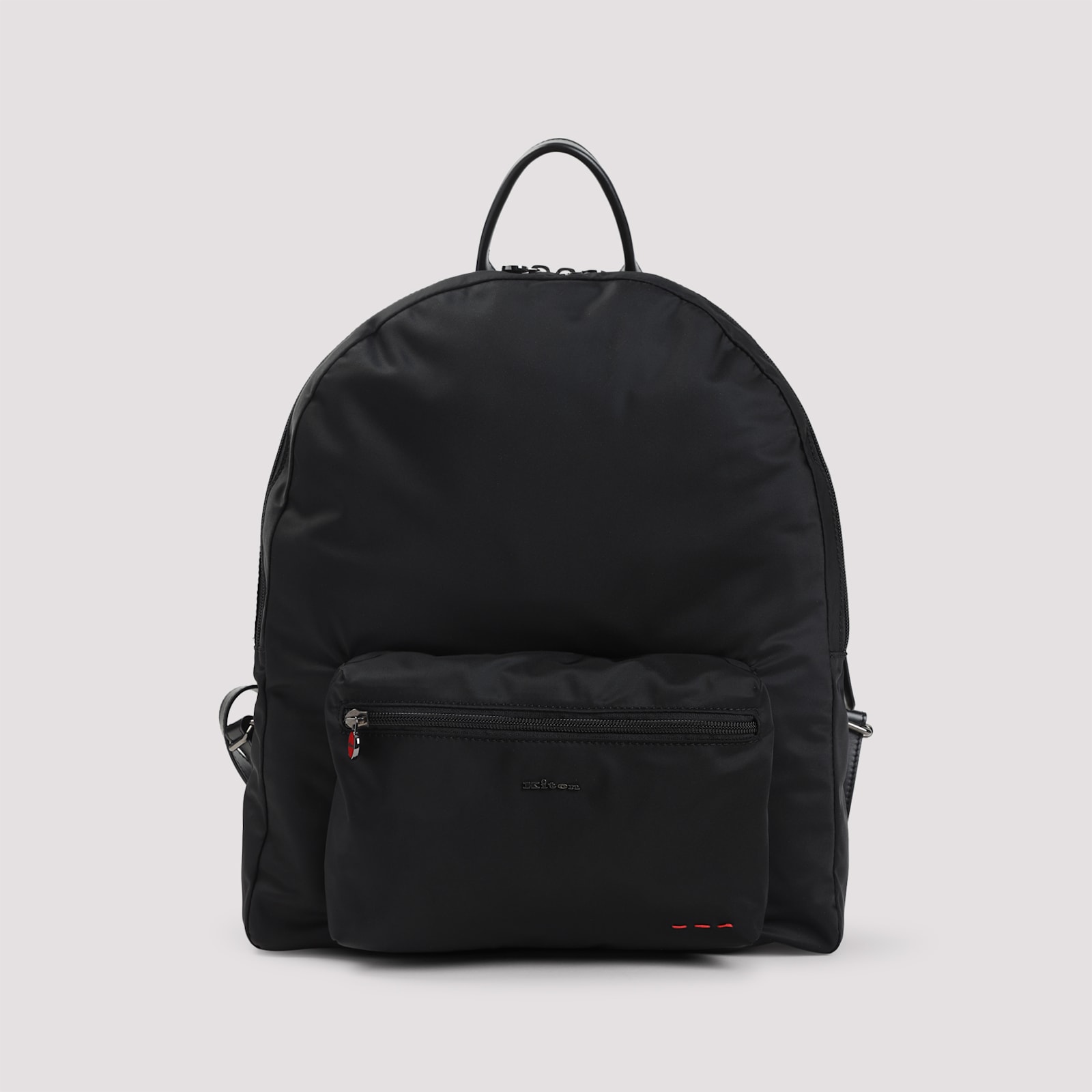 Kiton Versatile Backpack With Front Zip Pocket In Black