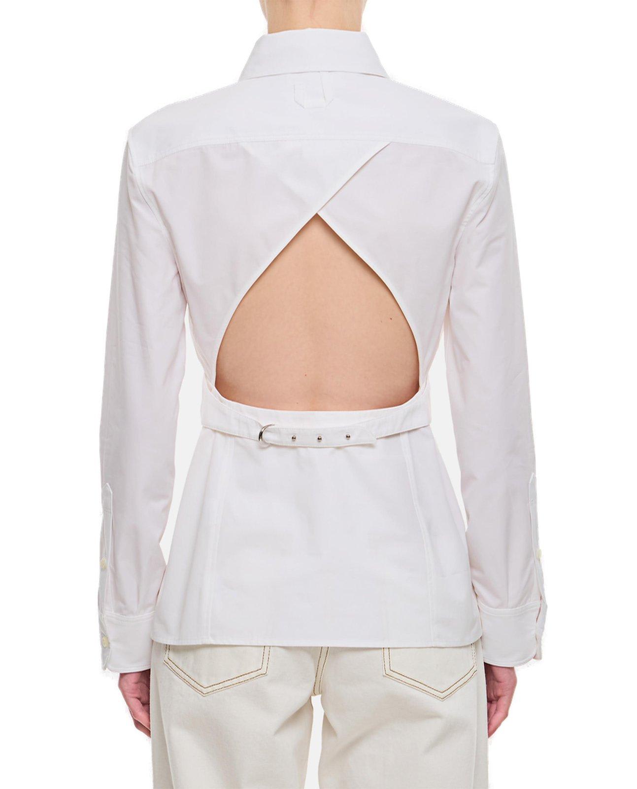 Shop Jacquemus Fitted Backless Shirt In White