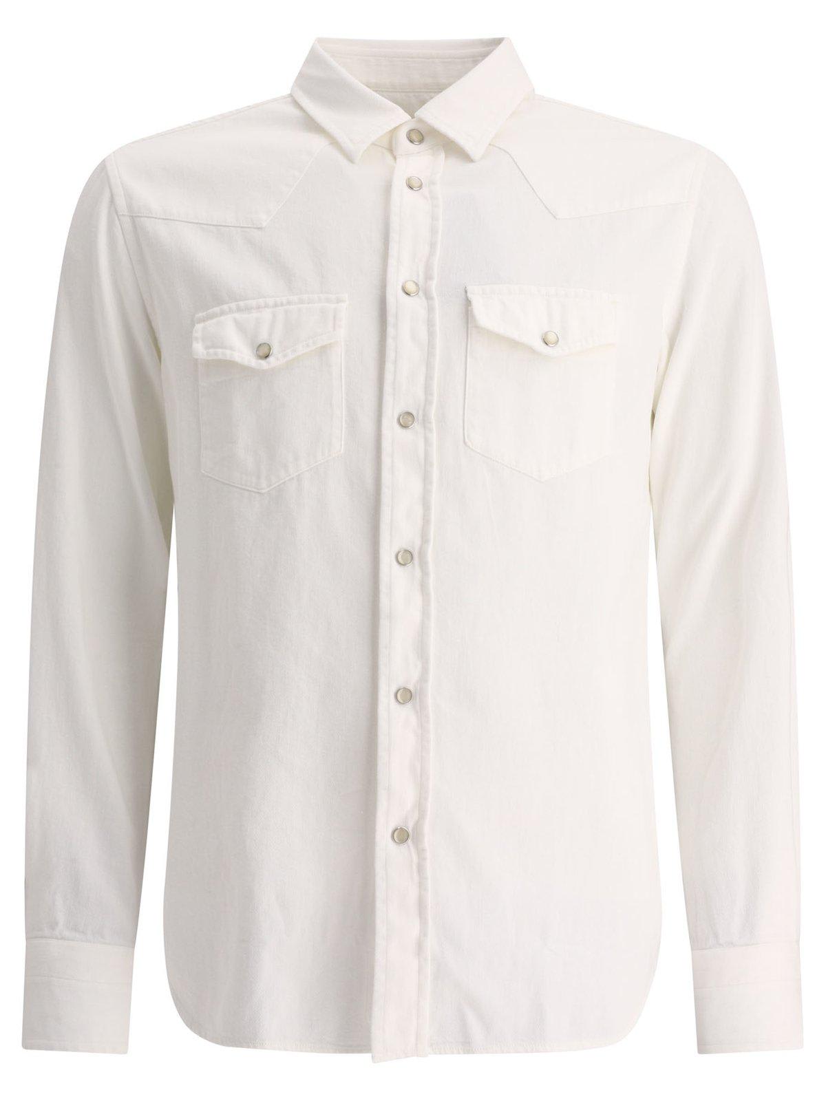 Shop Tom Ford Patch Pocket Long-sleeved Shirt In White