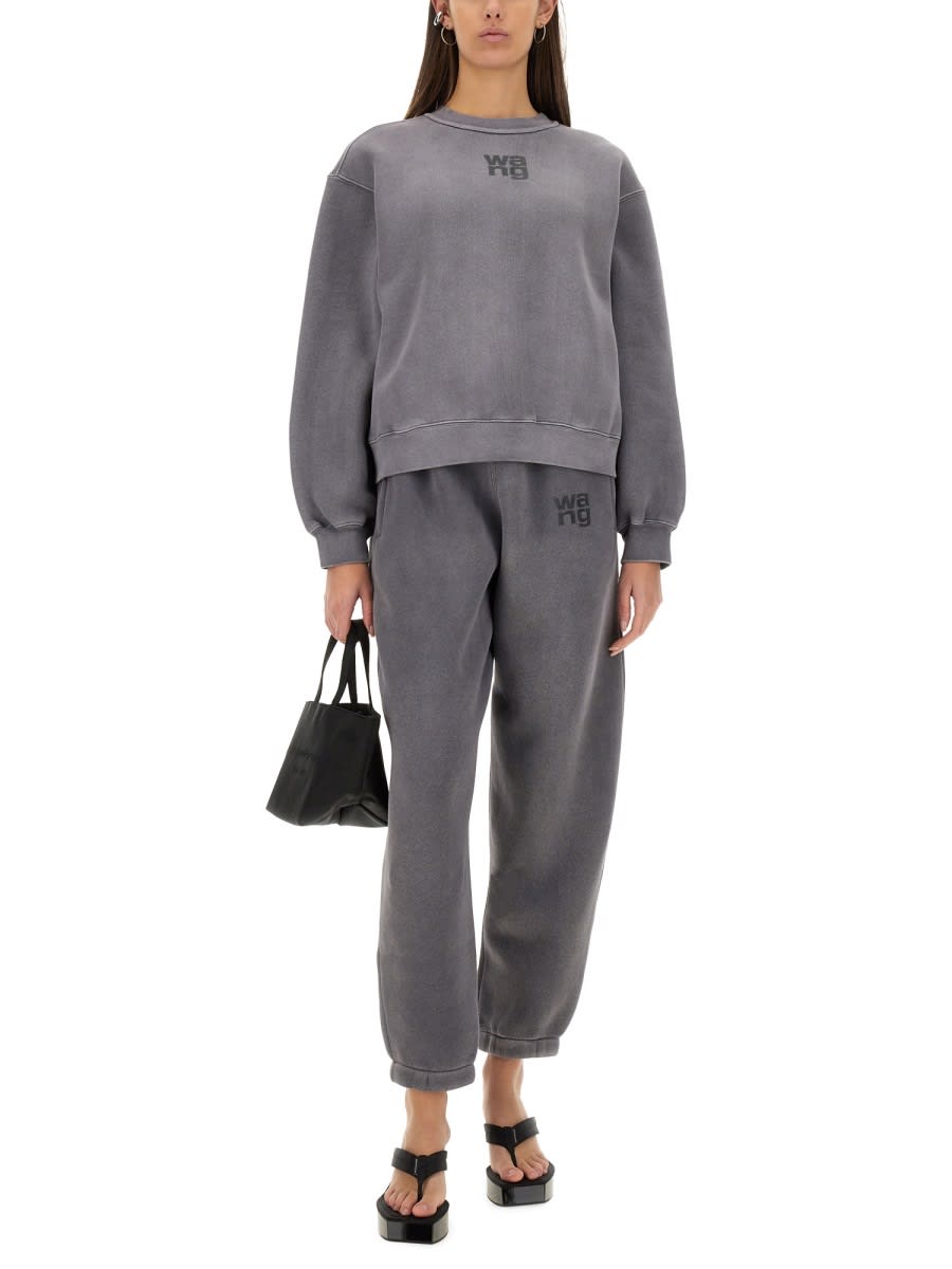 Alexander Wang Essential Terry Crew Sweatshirt In Washedasphalt