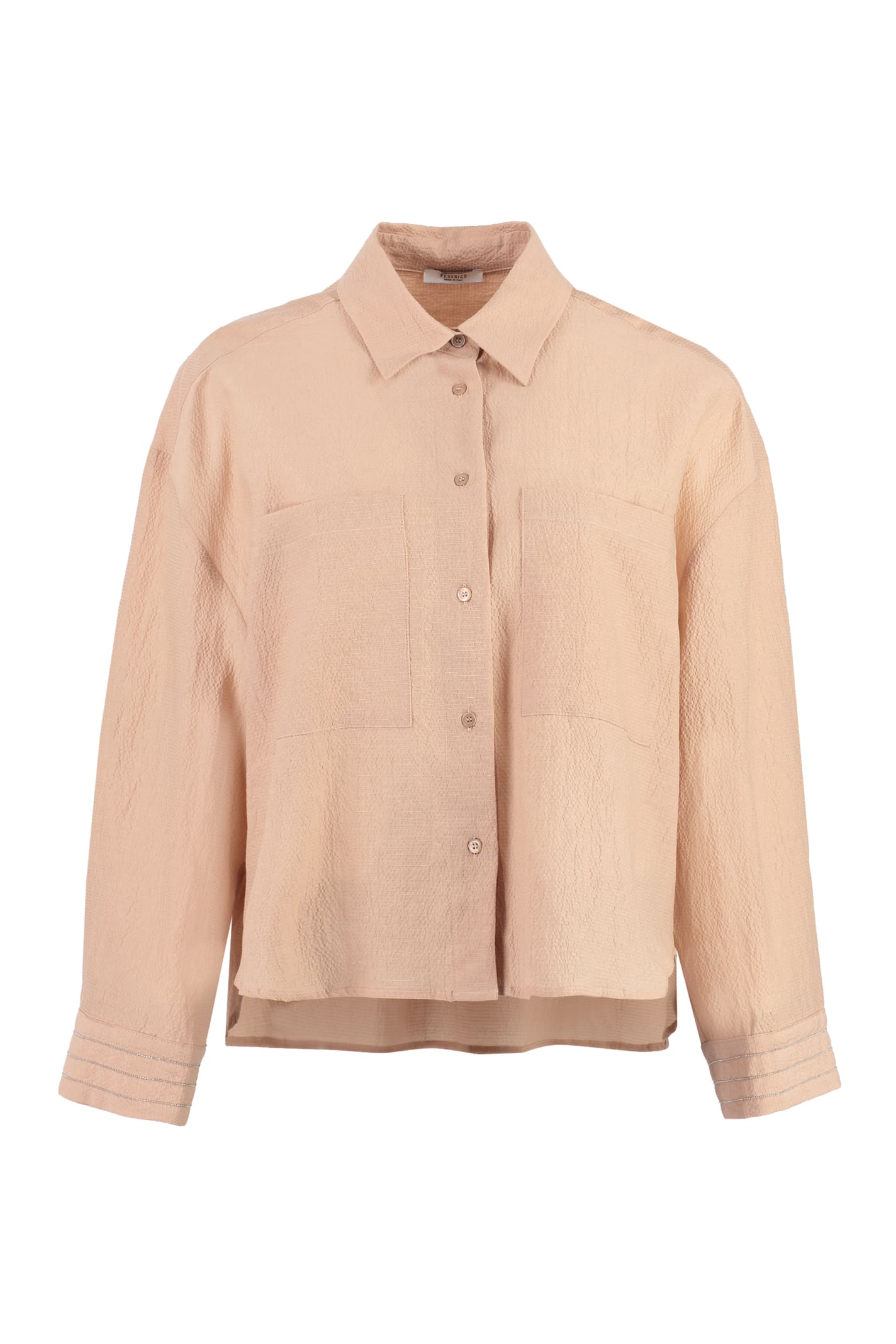 Shop Peserico Silk-cotton Blend Shirt In Pale Pink