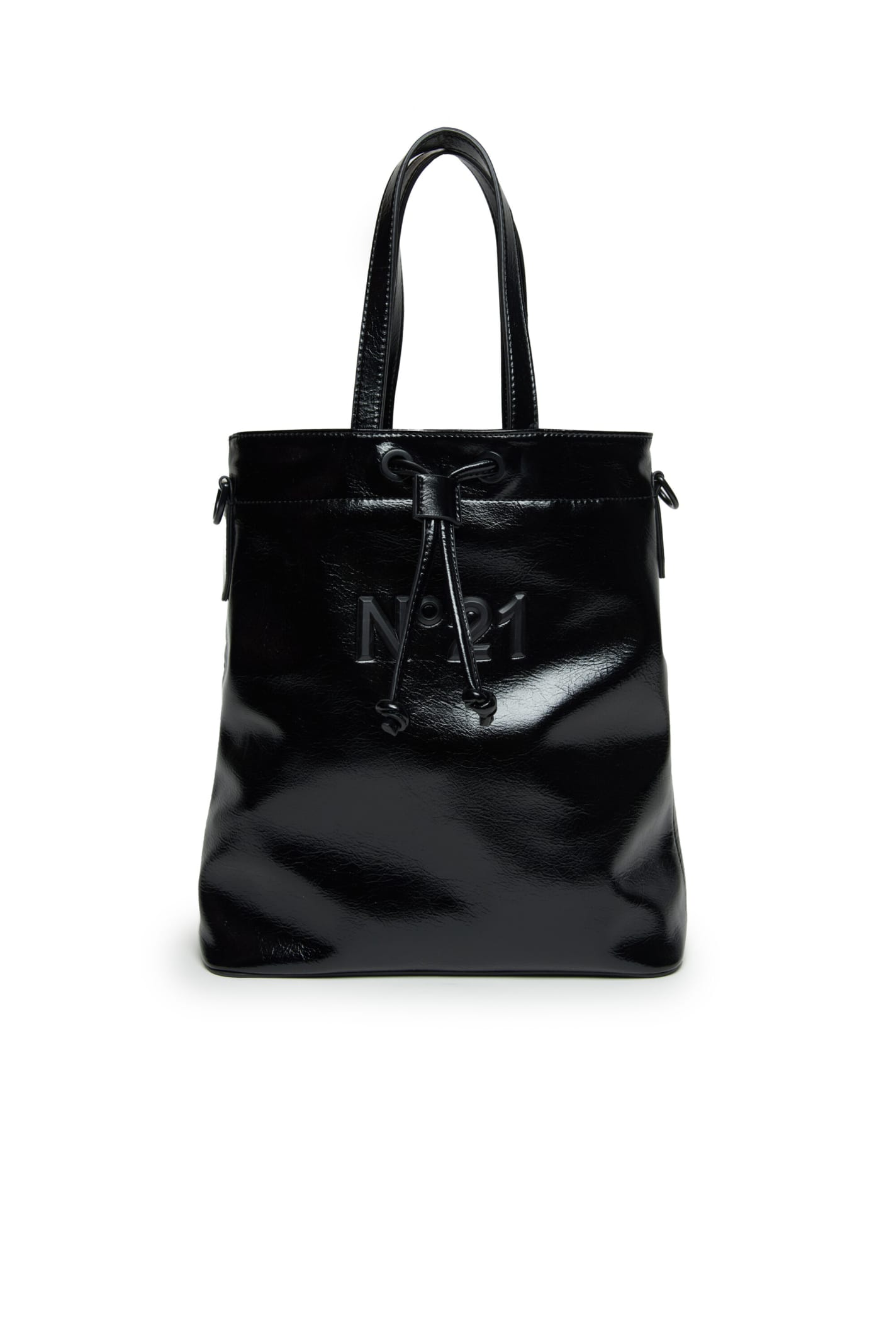 N.21 N21w30f Bags N°21 Black Bucket Bag In Leatherette With Handles And Shoulder Strap