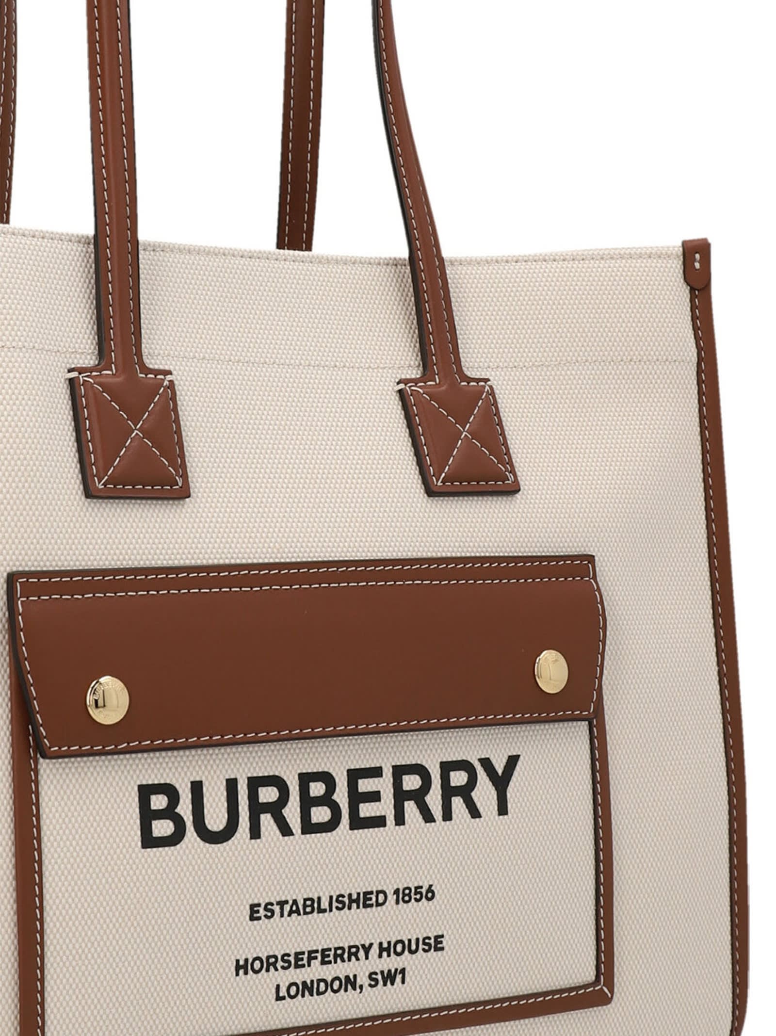 Shop Burberry Medium Freya Shopping Bag In Brown
