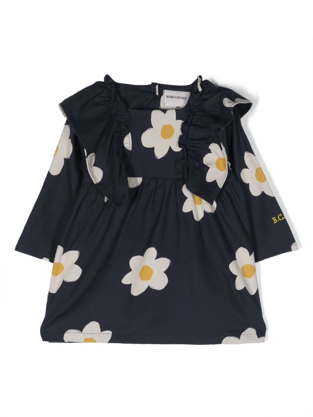 Bobo Choses Baby Big Flower All Over Ruffle Woven Dress In Midnight Blue