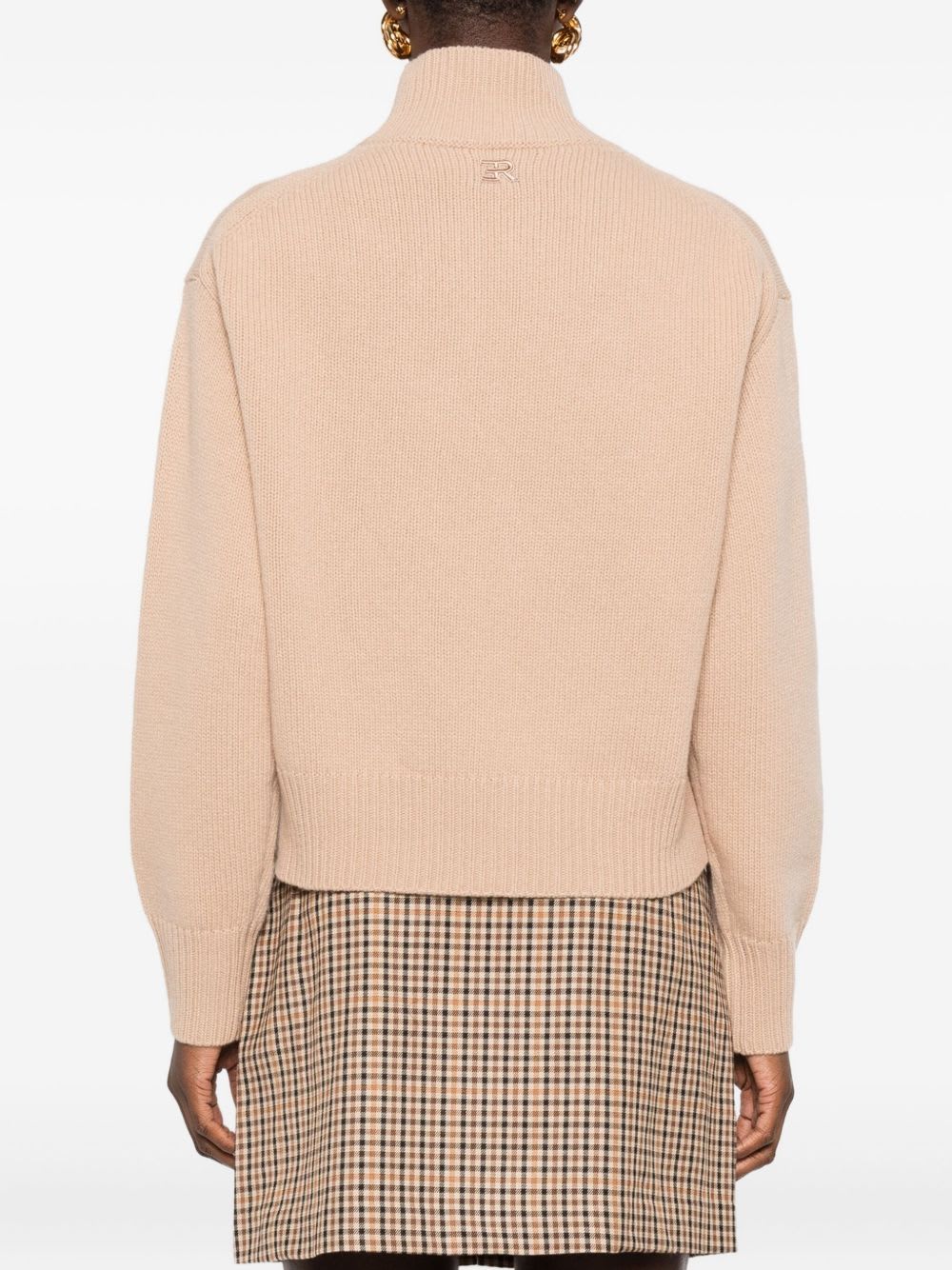 Ermanno Firenze Floral Ribbed Turtleneck Long Sleeve Knitwear In Animal Print