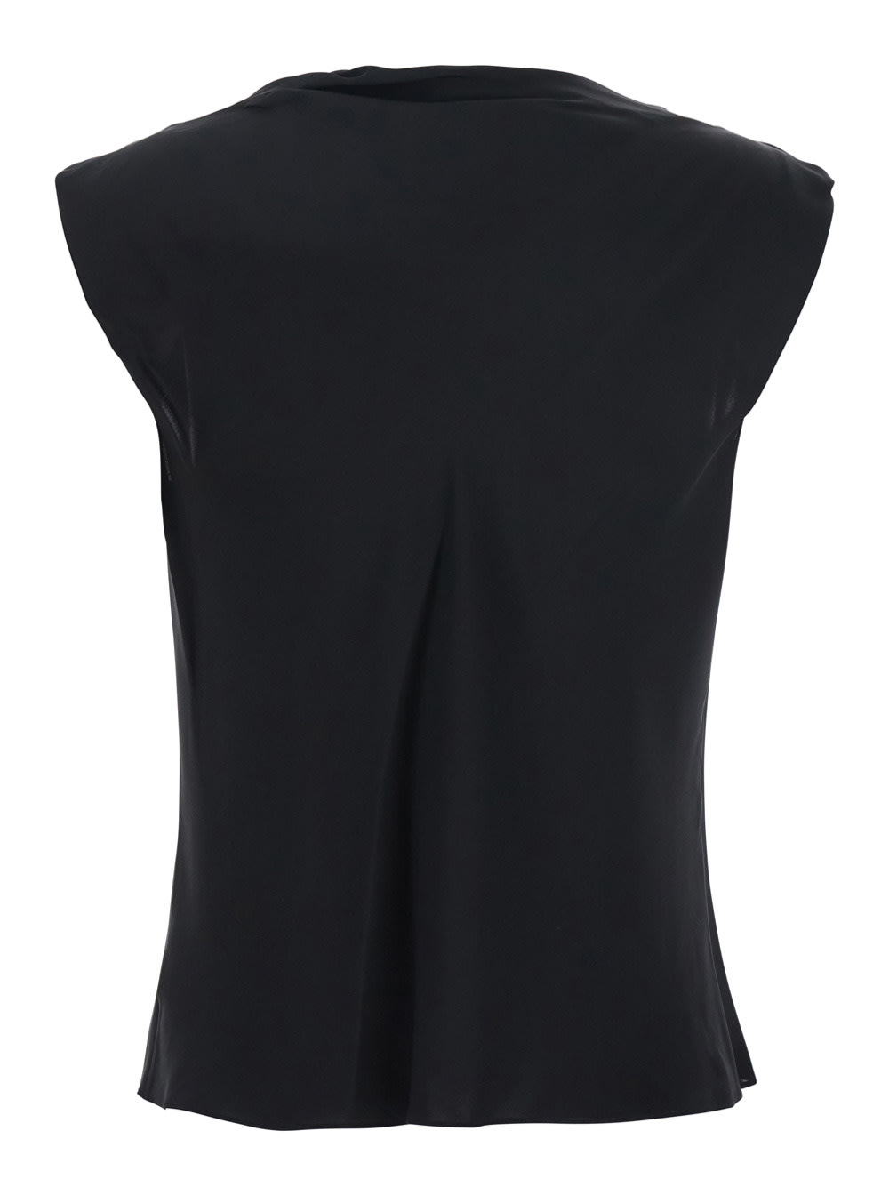 Theory Black Crewneck Top With Ruched Details On The Front In Black