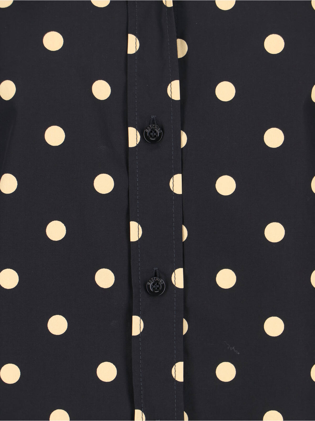 Moschino Long Sleeve Polka Dot Collared Top In Black