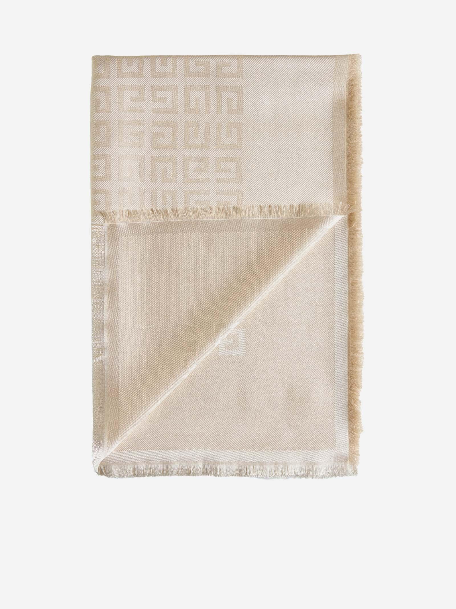 Shop Givenchy 4g Silk And Wool Shawl In Beige