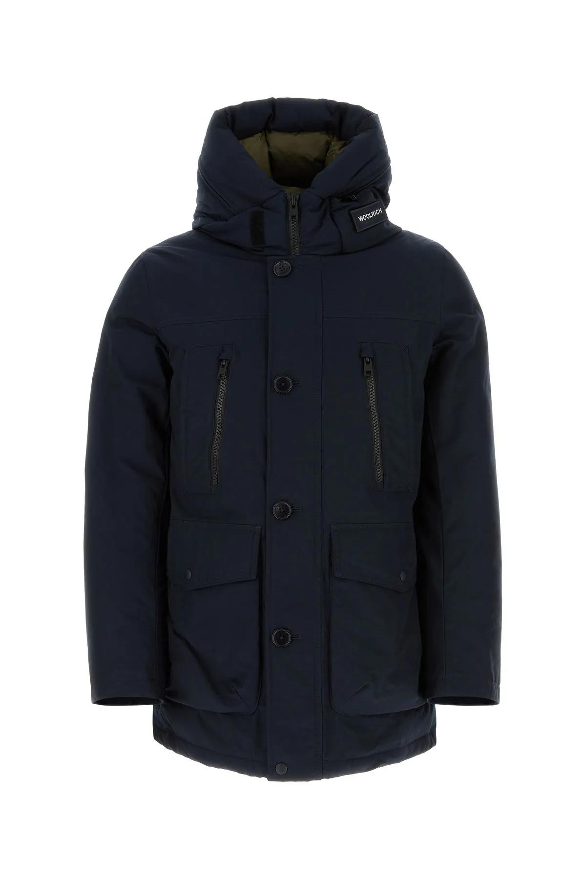 Shop Woolrich Midnight Blue Cotton Down Jacket