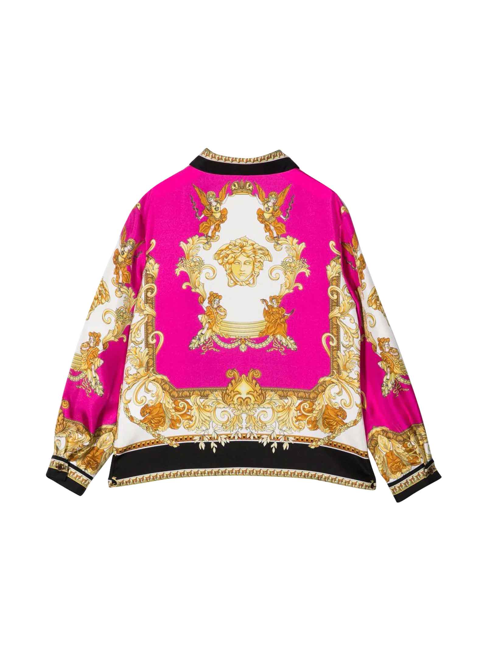 Shop Versace Young Unisex Fantasy Shirt In Fucsia/oro
