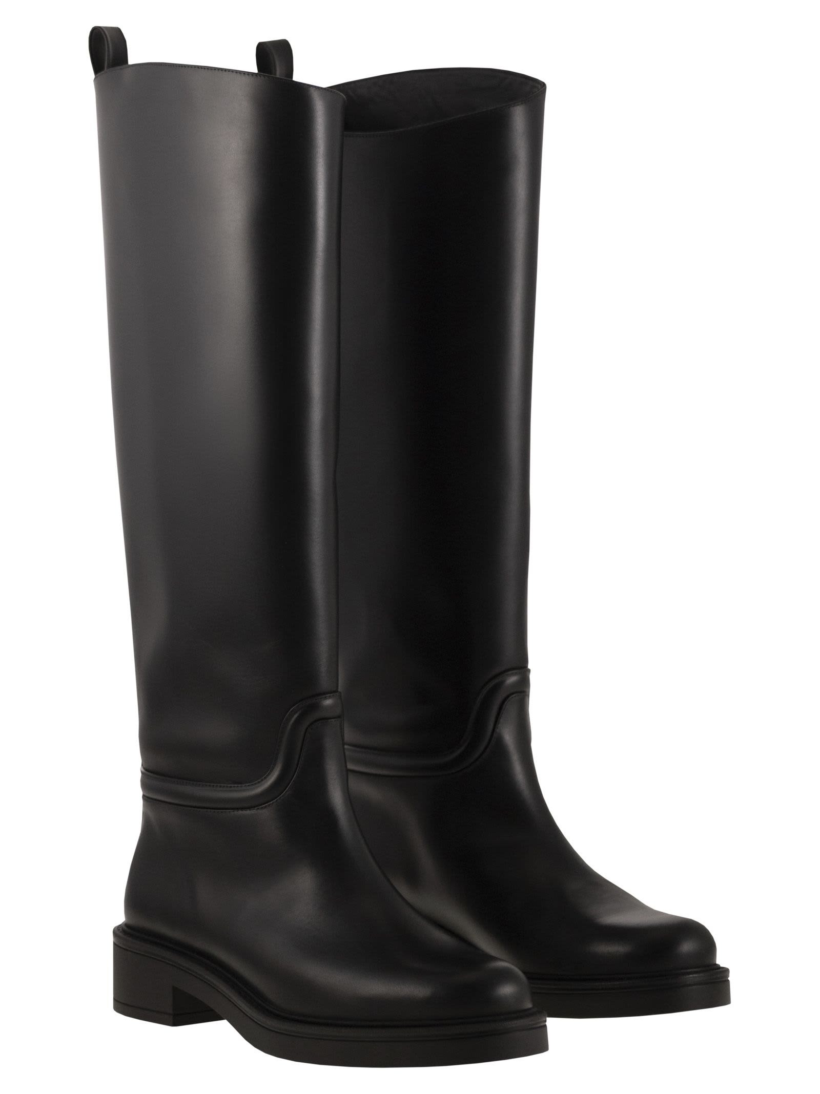 Stuart Weitzman Knee-high Block Heel Celia Leather Boots In Black
