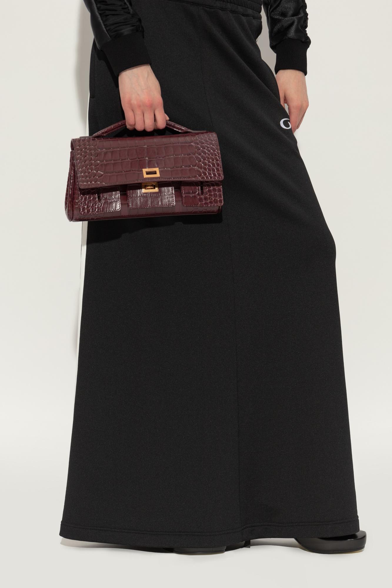 Balenciaga Bel Air Flap Leather Top-handle Bag In Burgundy